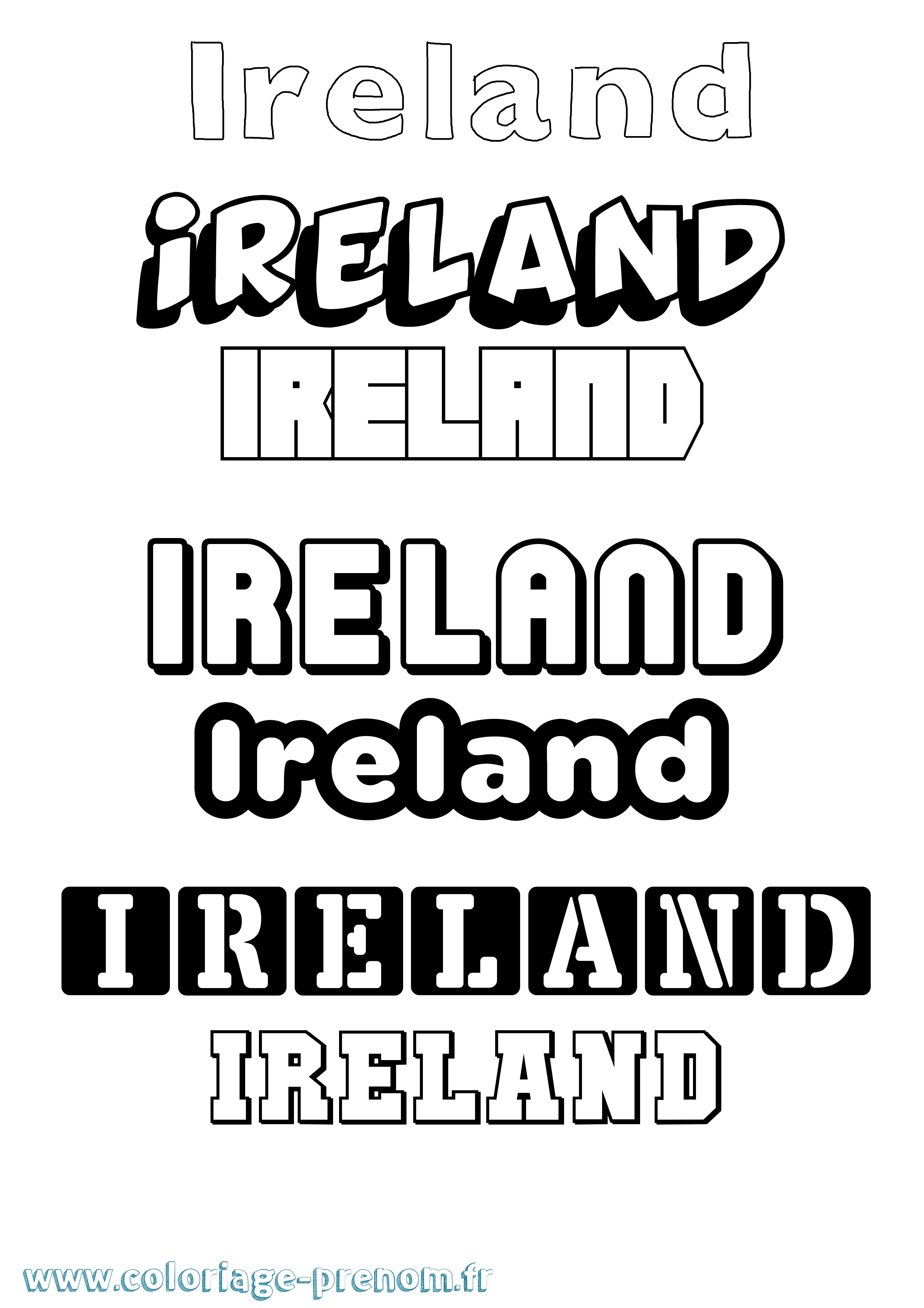 Coloriage prénom Ireland Simple