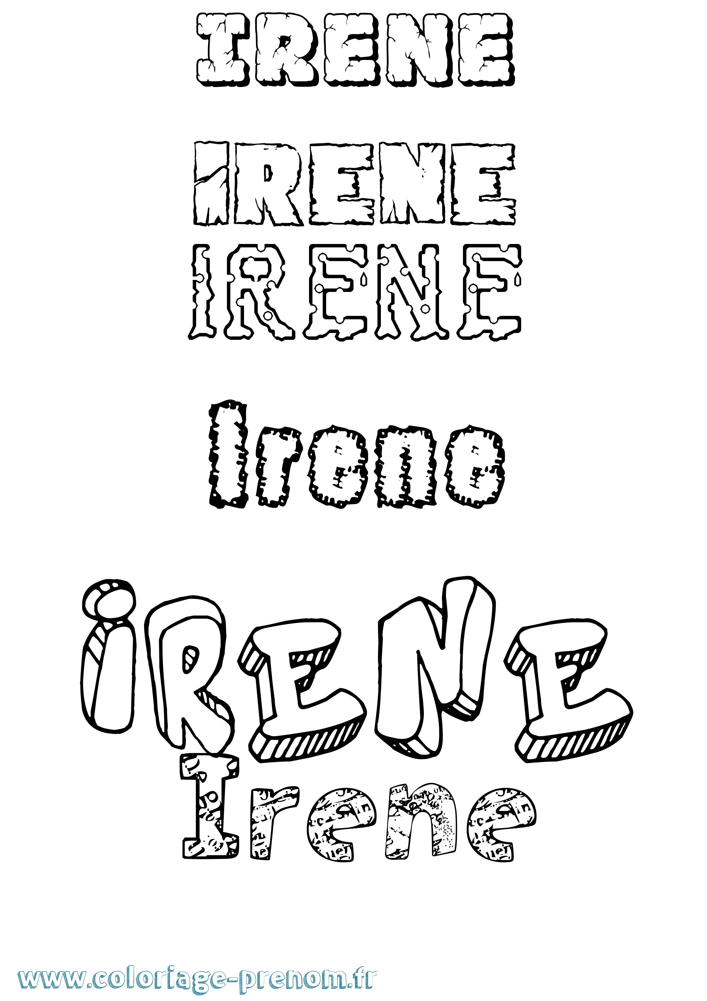 Coloriage prénom Irene Destructuré