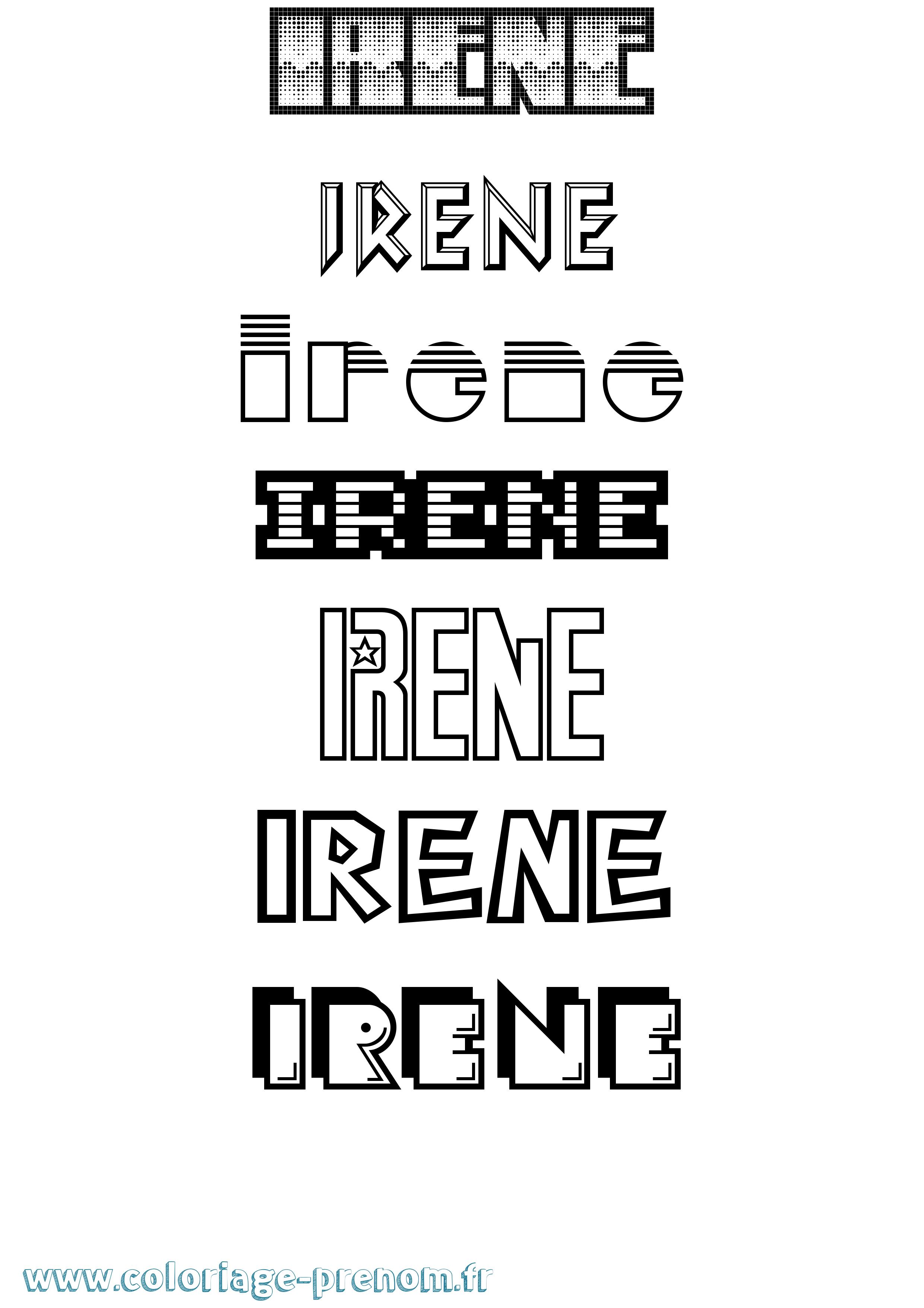 Coloriage prénom Irene Jeux Vidéos