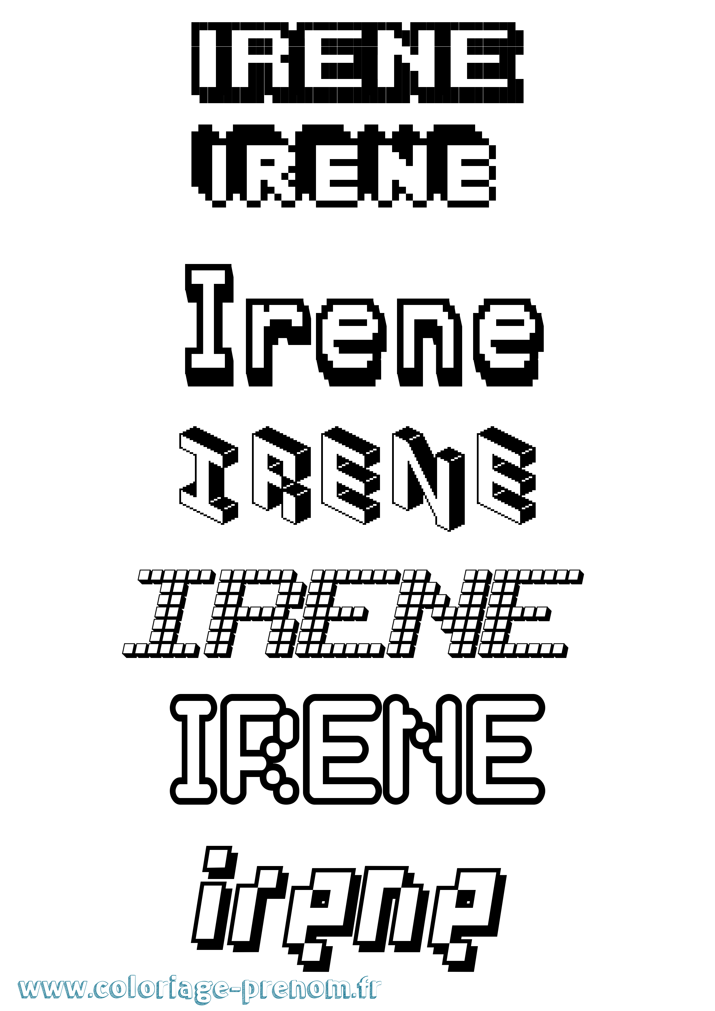 Coloriage prénom Irene Pixel