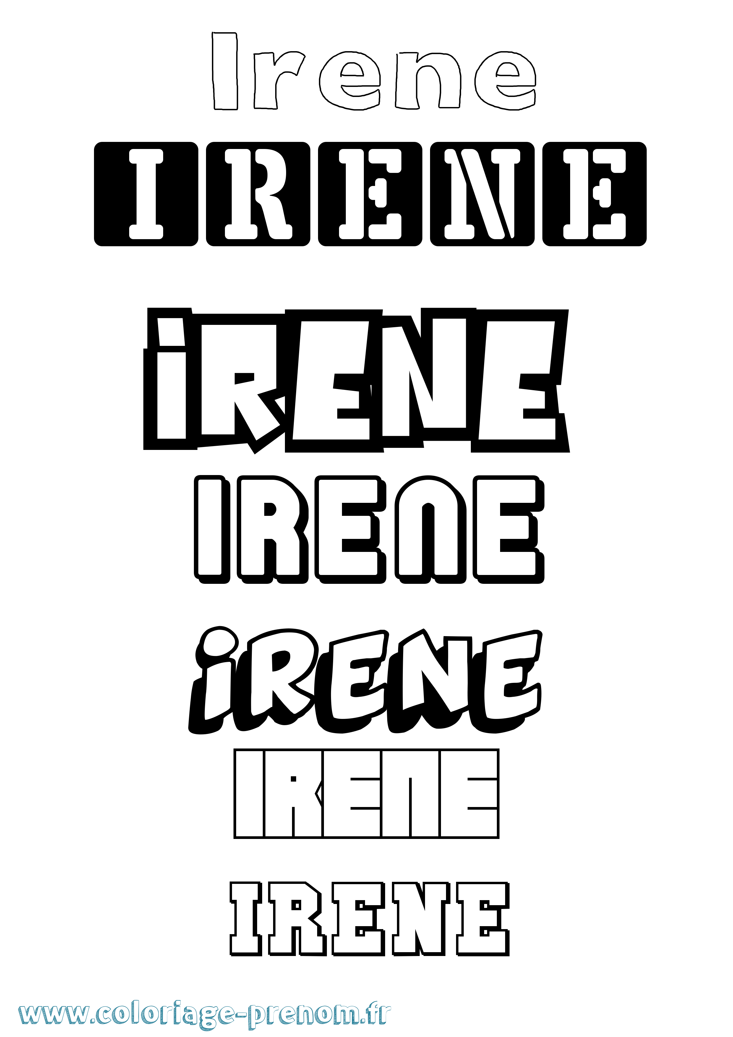 Coloriage prénom Irene Simple