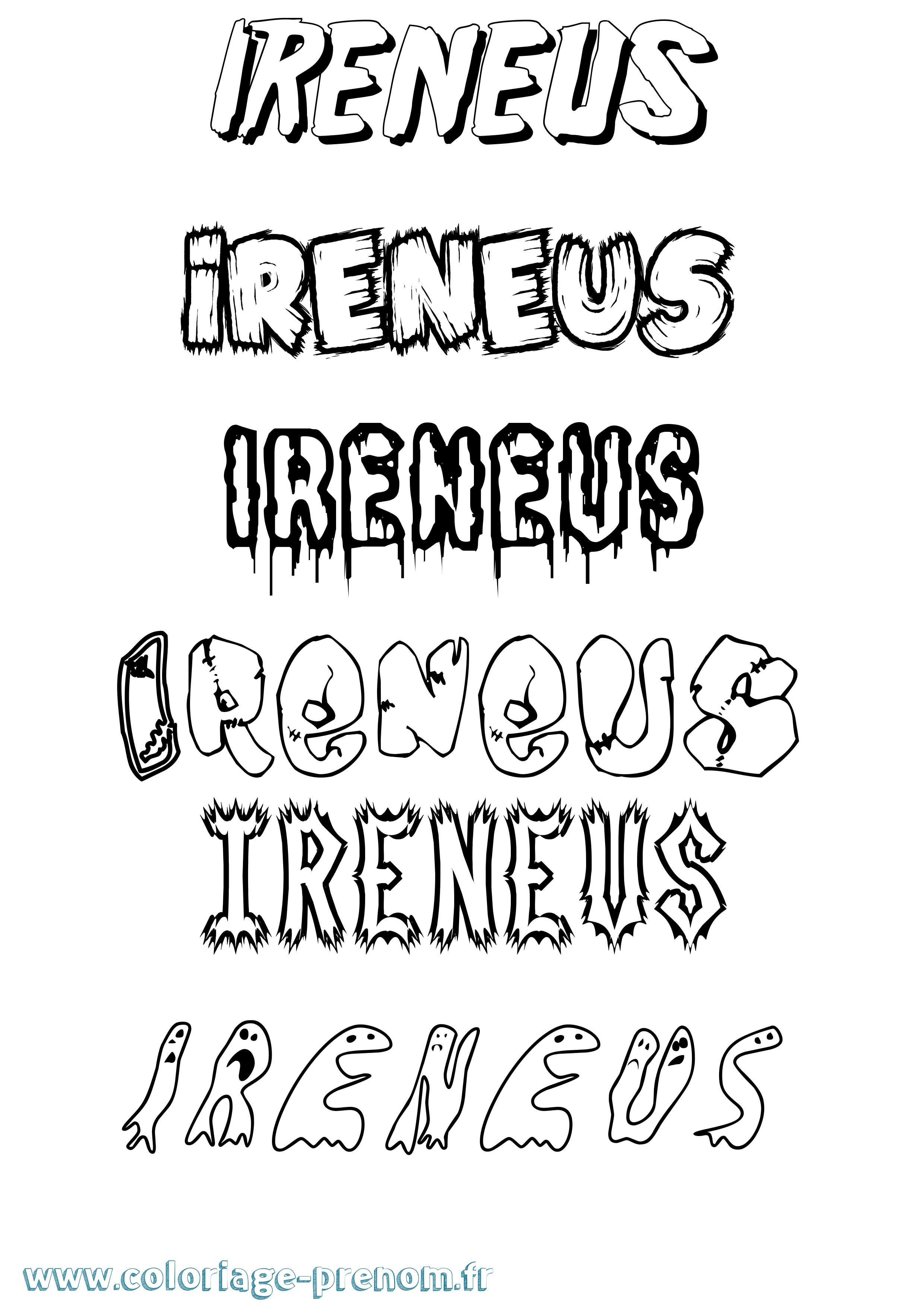 Coloriage prénom Ireneus Frisson