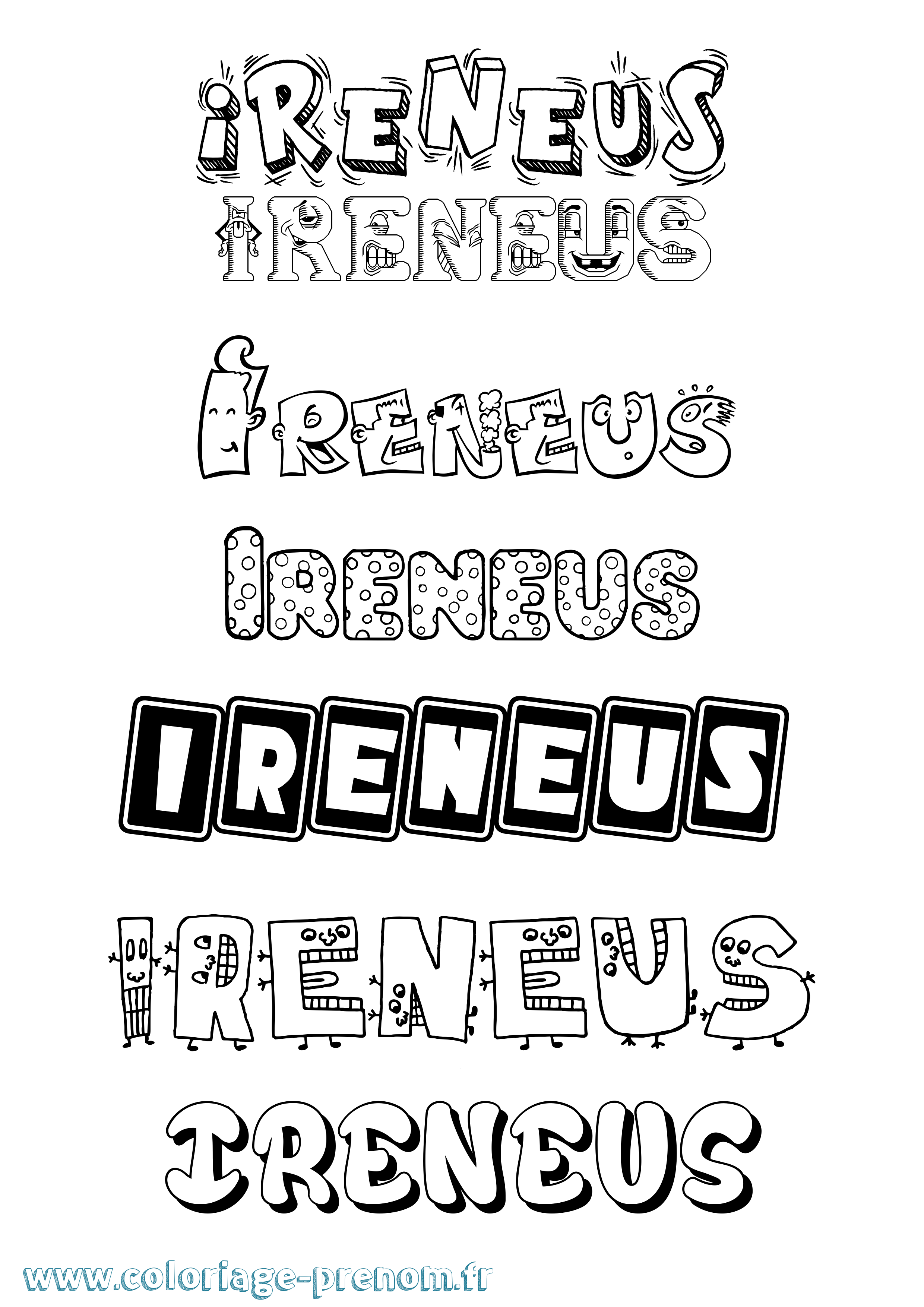 Coloriage prénom Ireneus Fun
