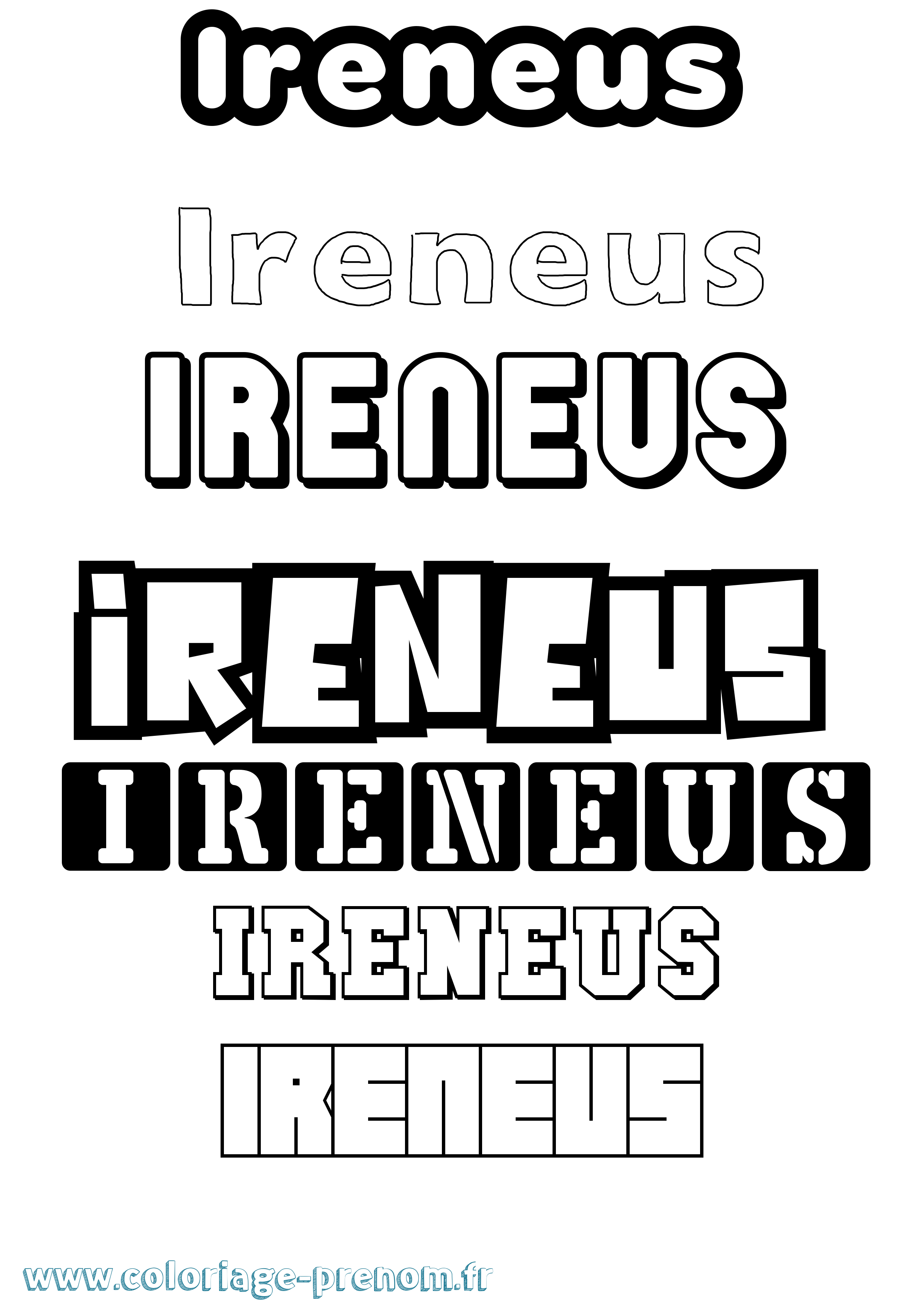 Coloriage prénom Ireneus Simple