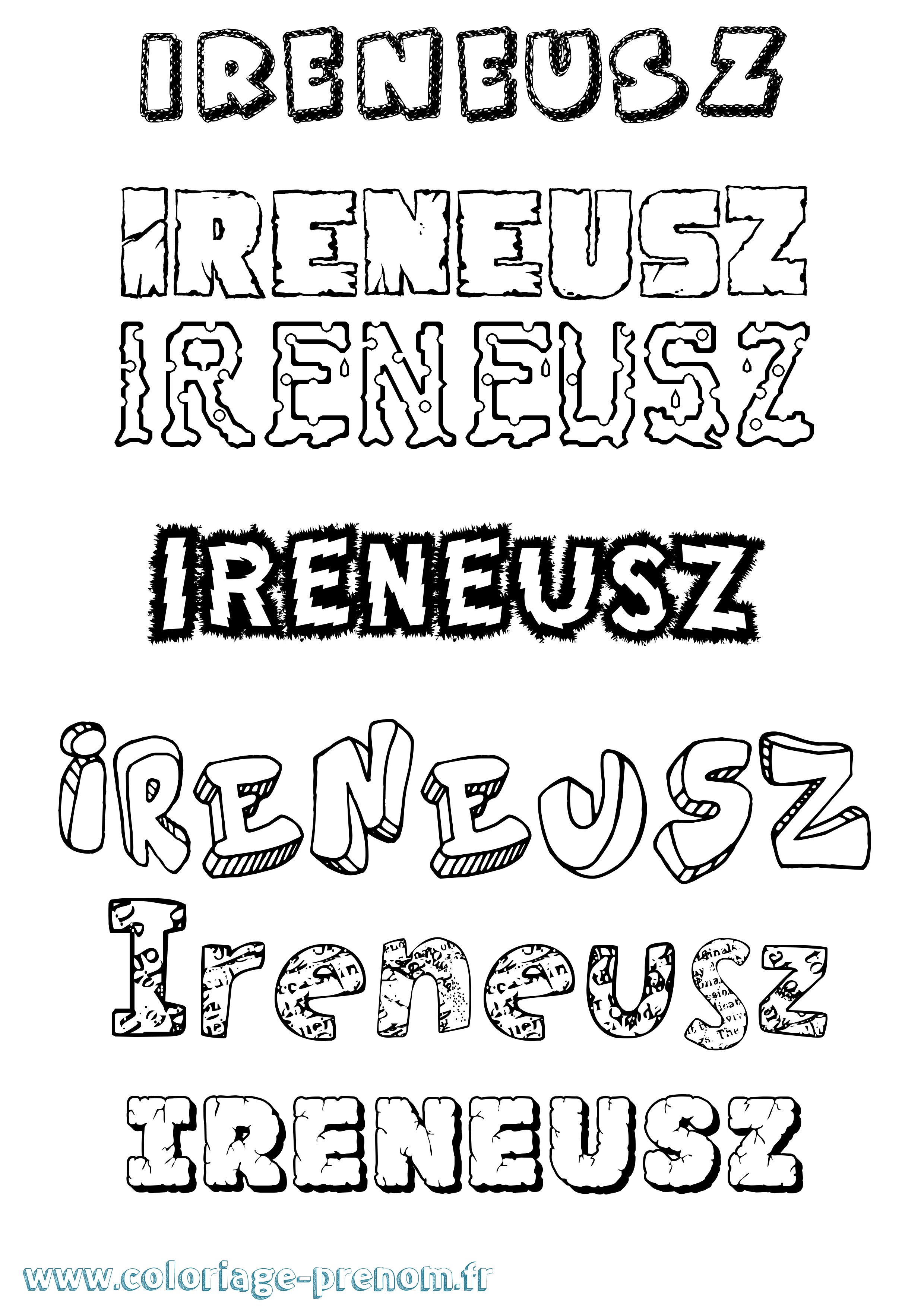 Coloriage prénom Ireneusz Destructuré