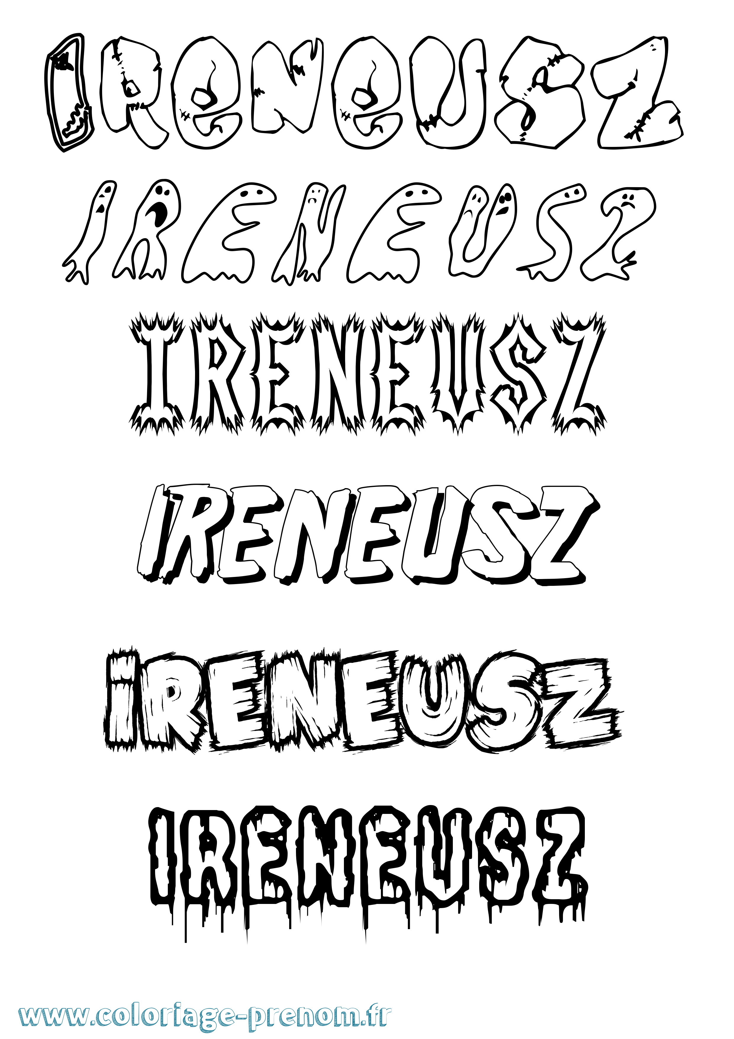 Coloriage prénom Ireneusz Frisson