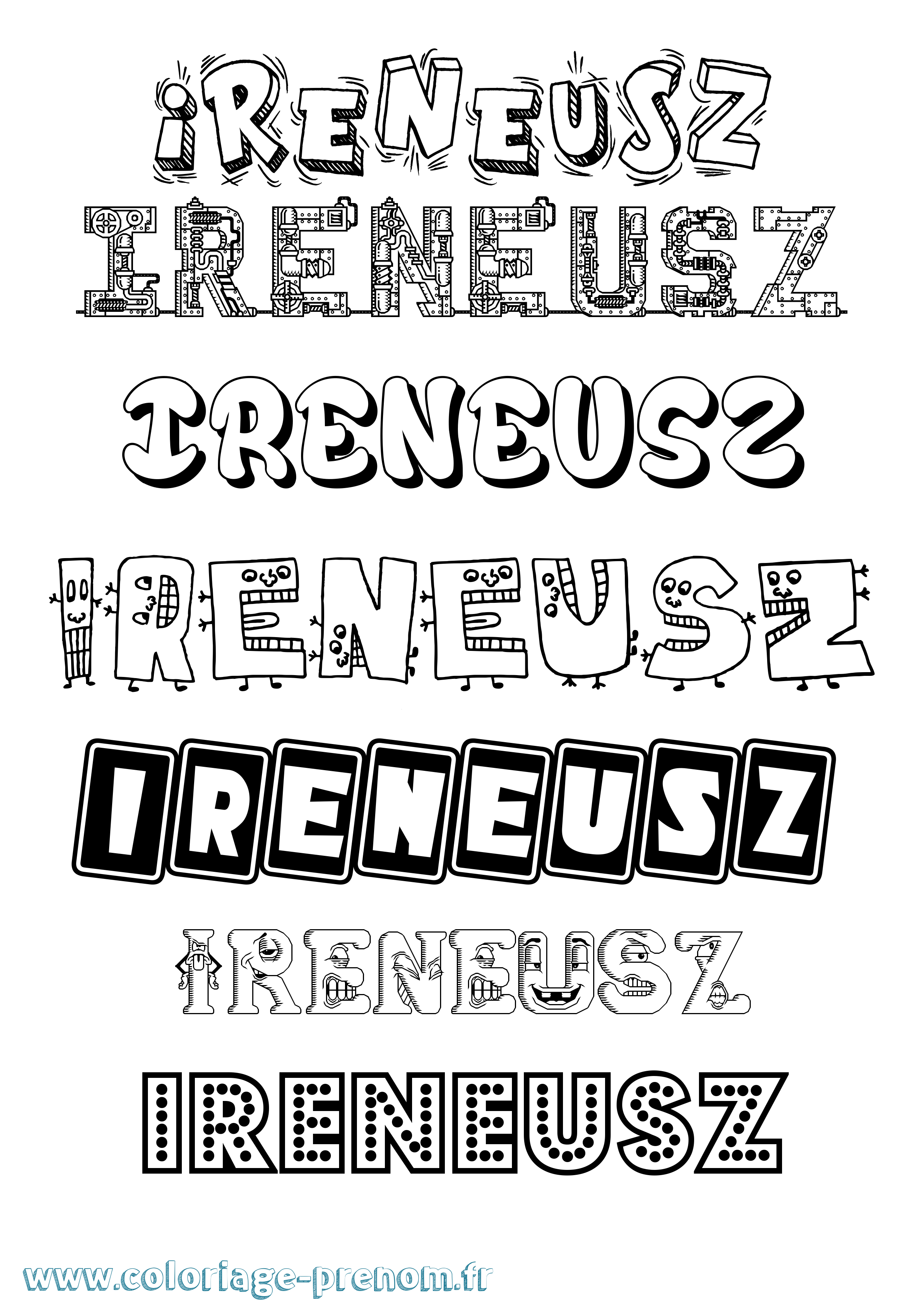 Coloriage prénom Ireneusz Fun