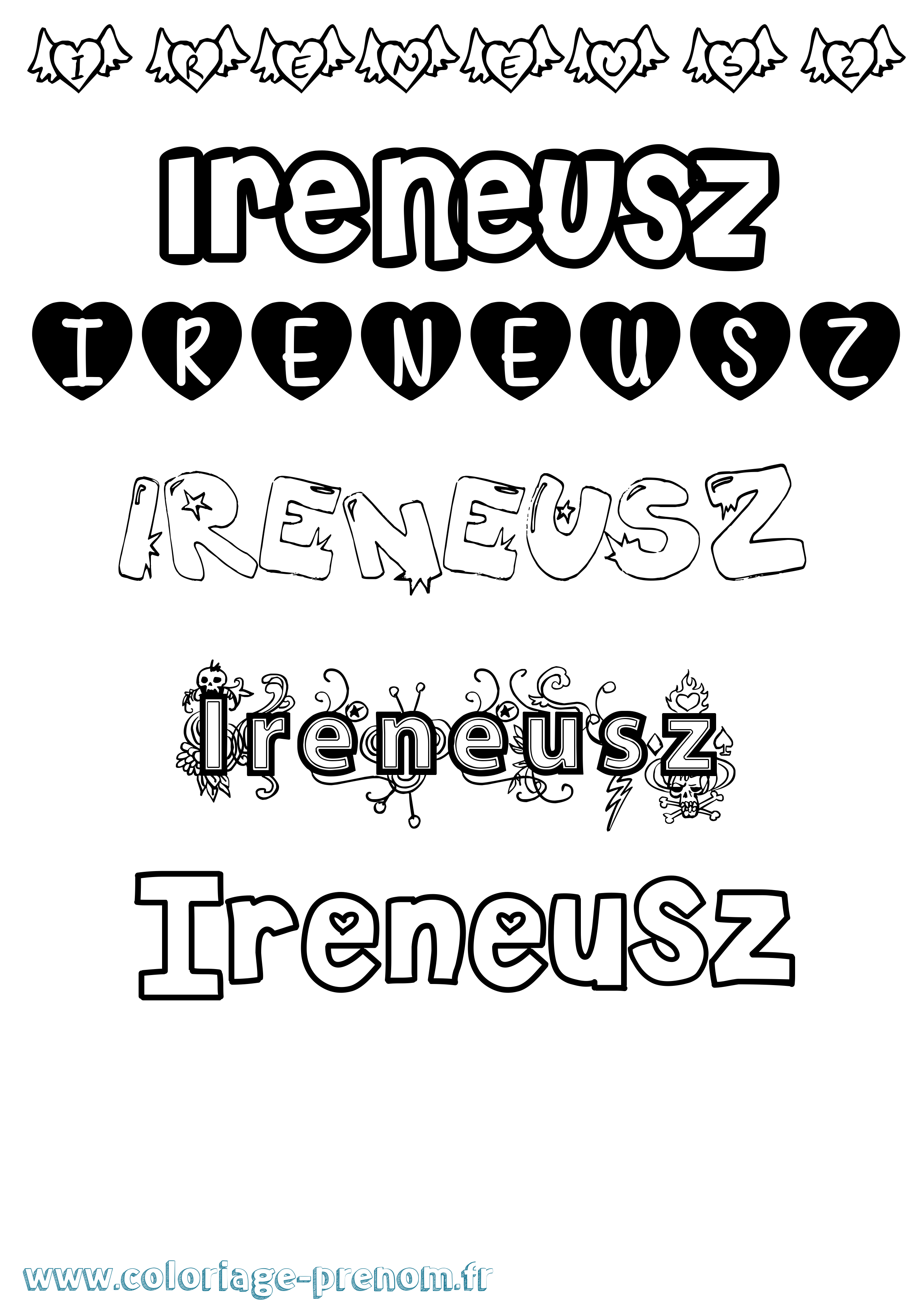 Coloriage prénom Ireneusz Girly