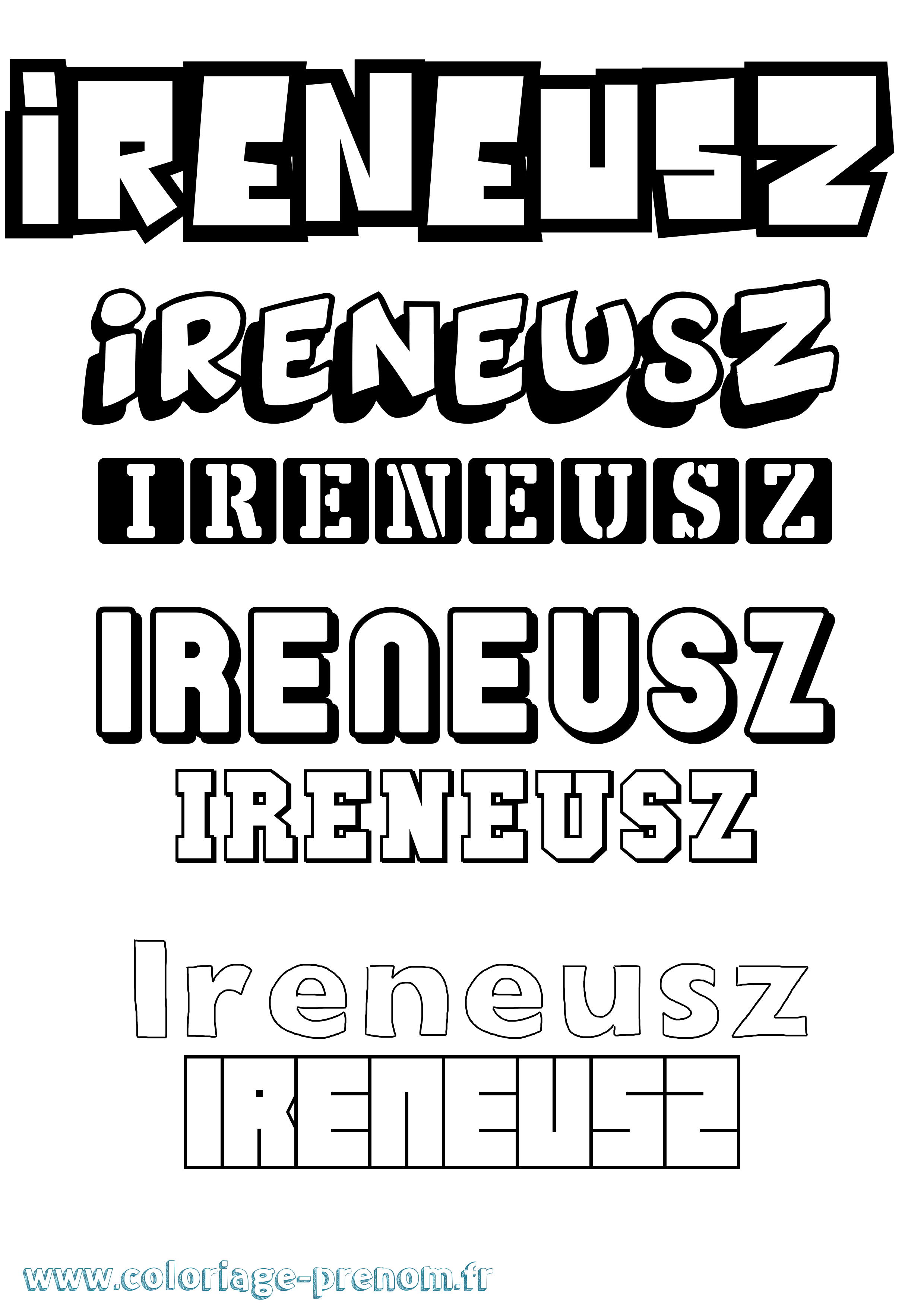 Coloriage prénom Ireneusz Simple