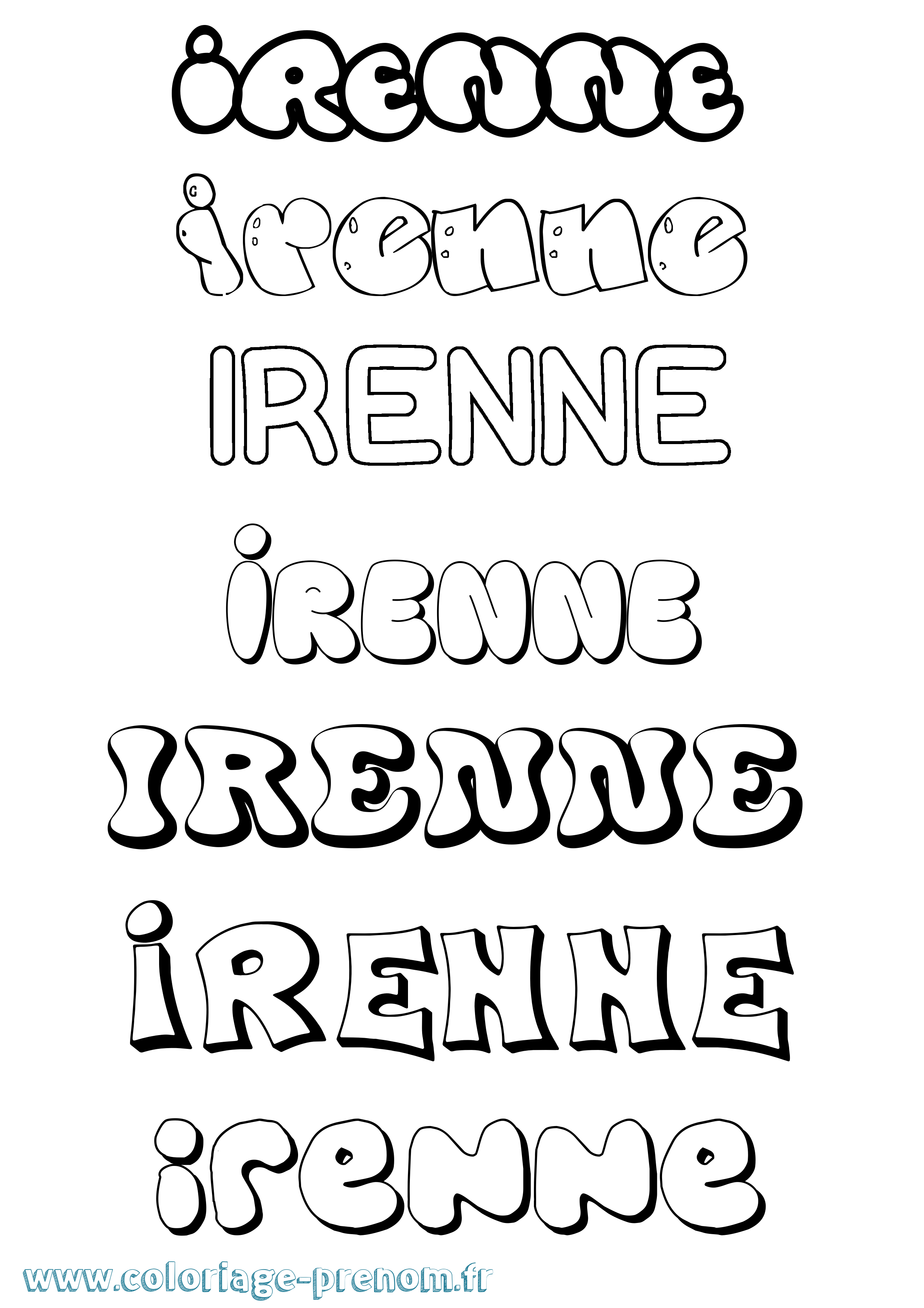Coloriage prénom Irenne Bubble