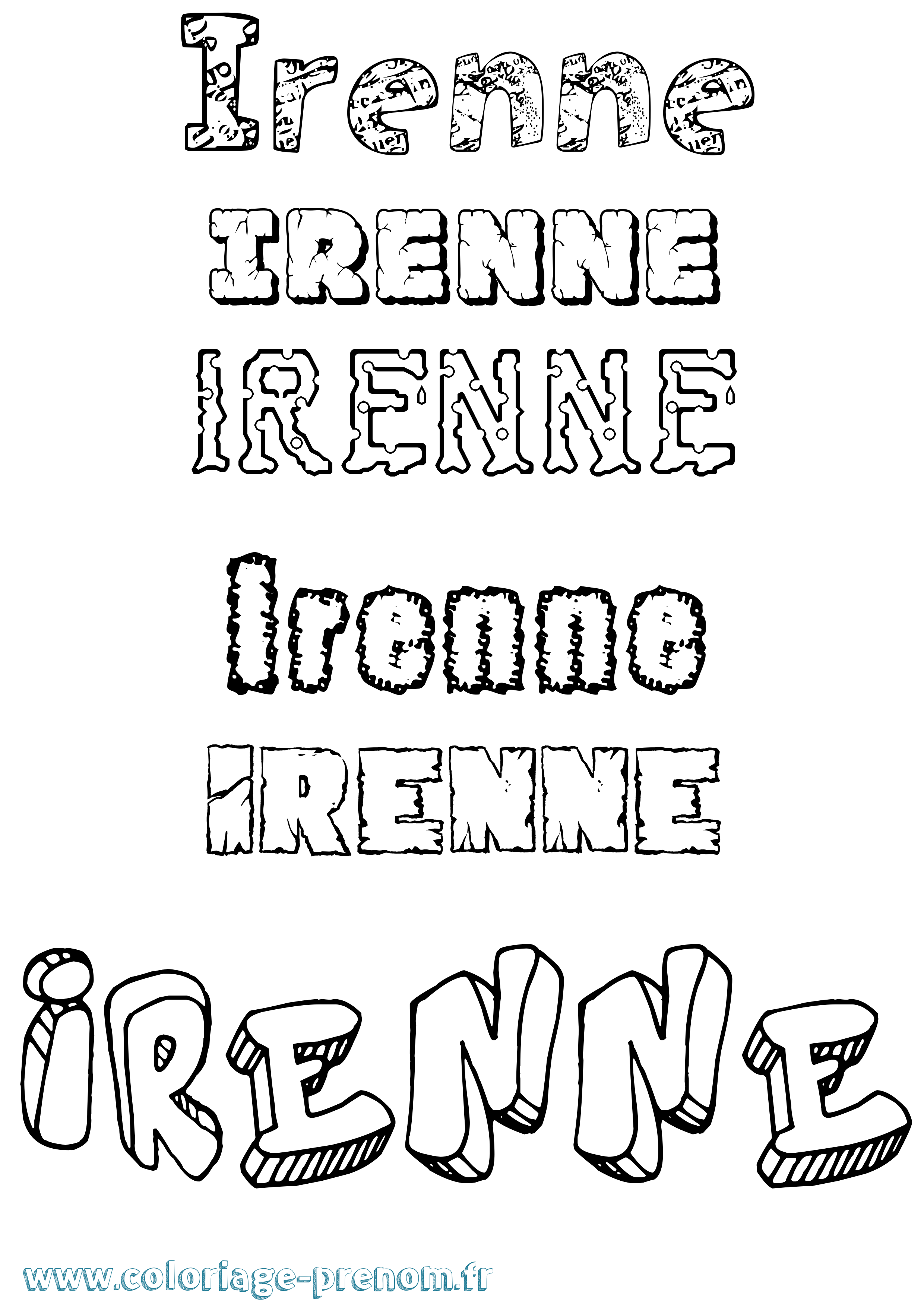 Coloriage prénom Irenne Destructuré