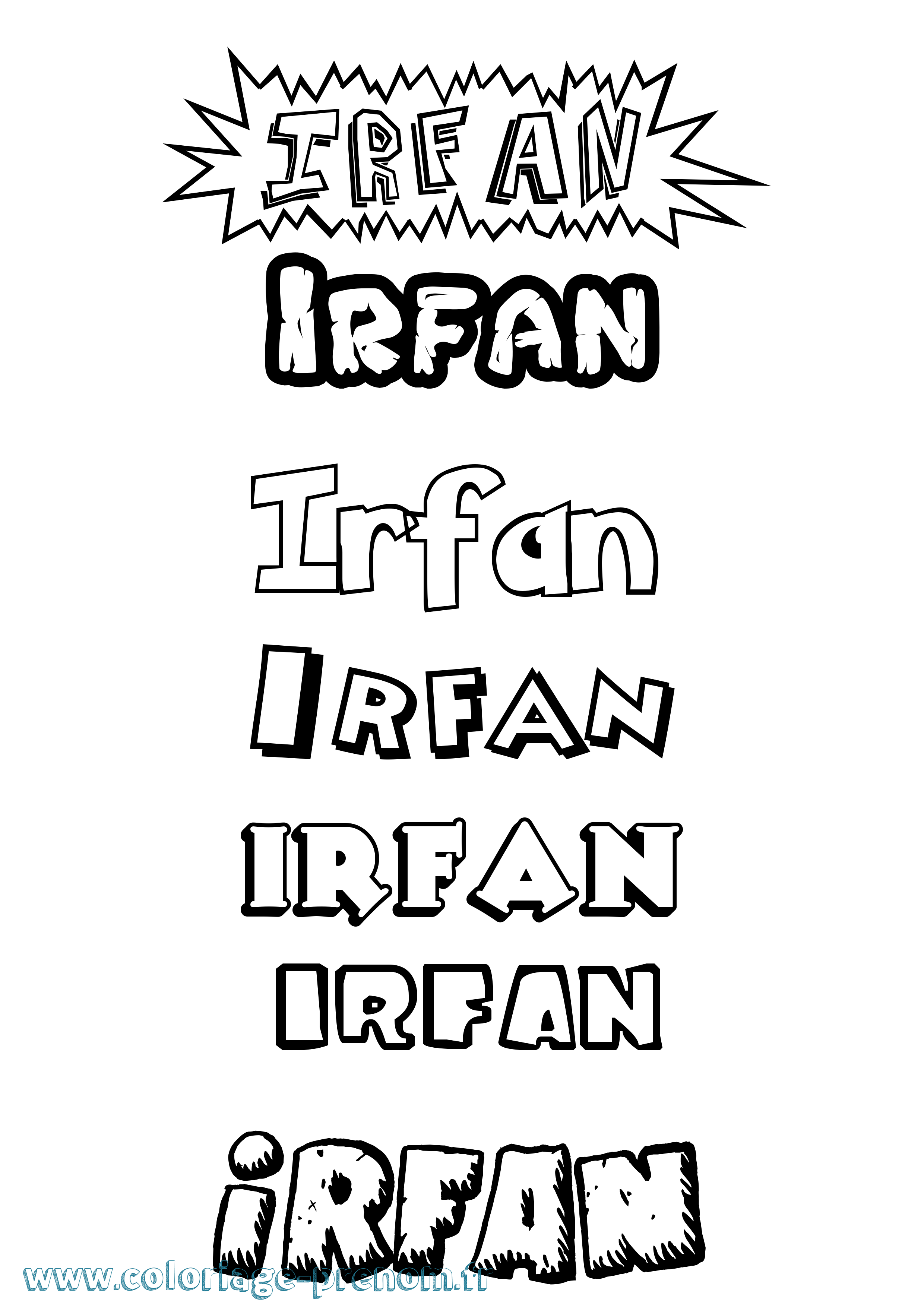 Coloriage prénom Irfan Dessin Animé
