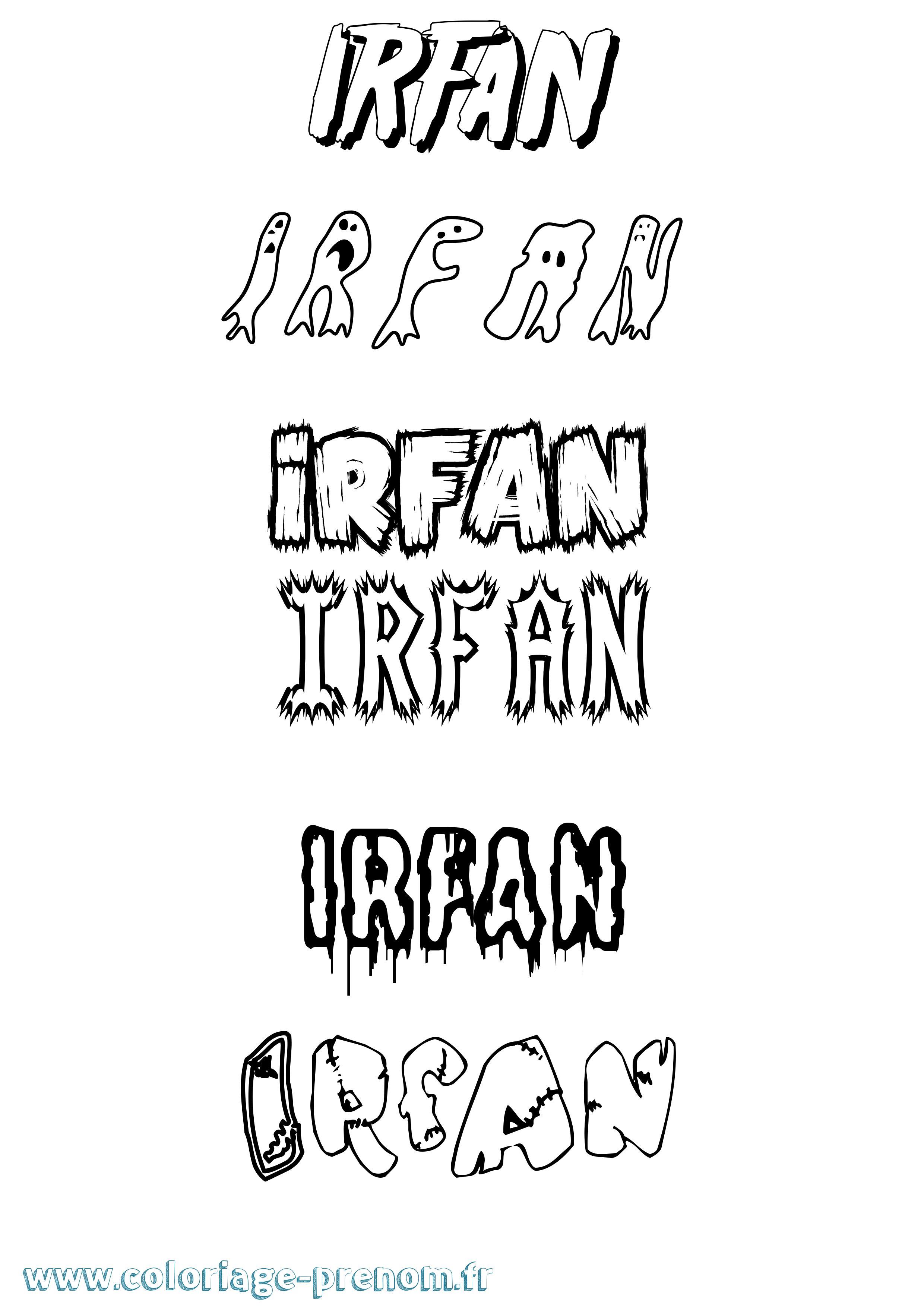 Coloriage prénom Irfan Frisson