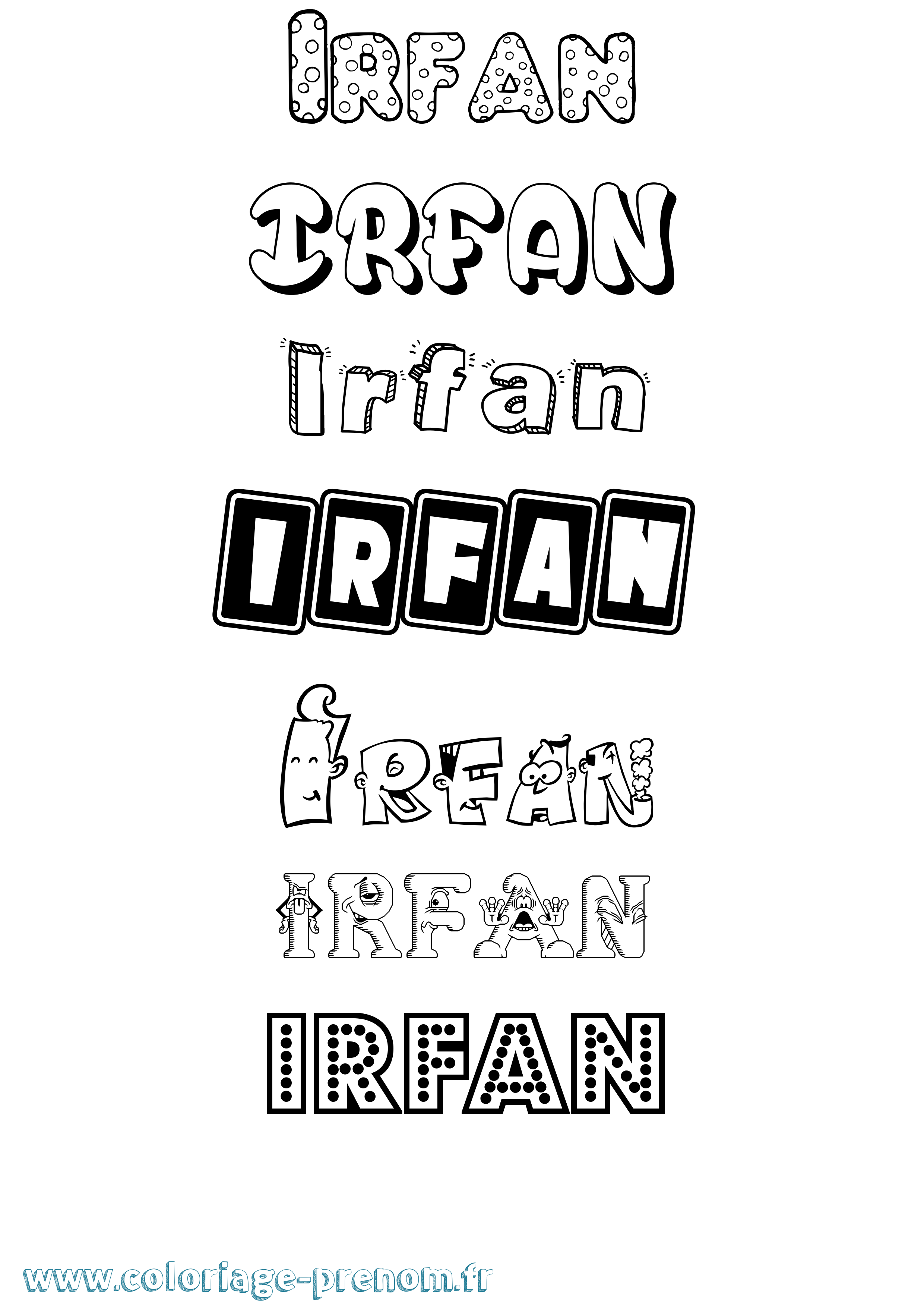 Coloriage prénom Irfan Fun