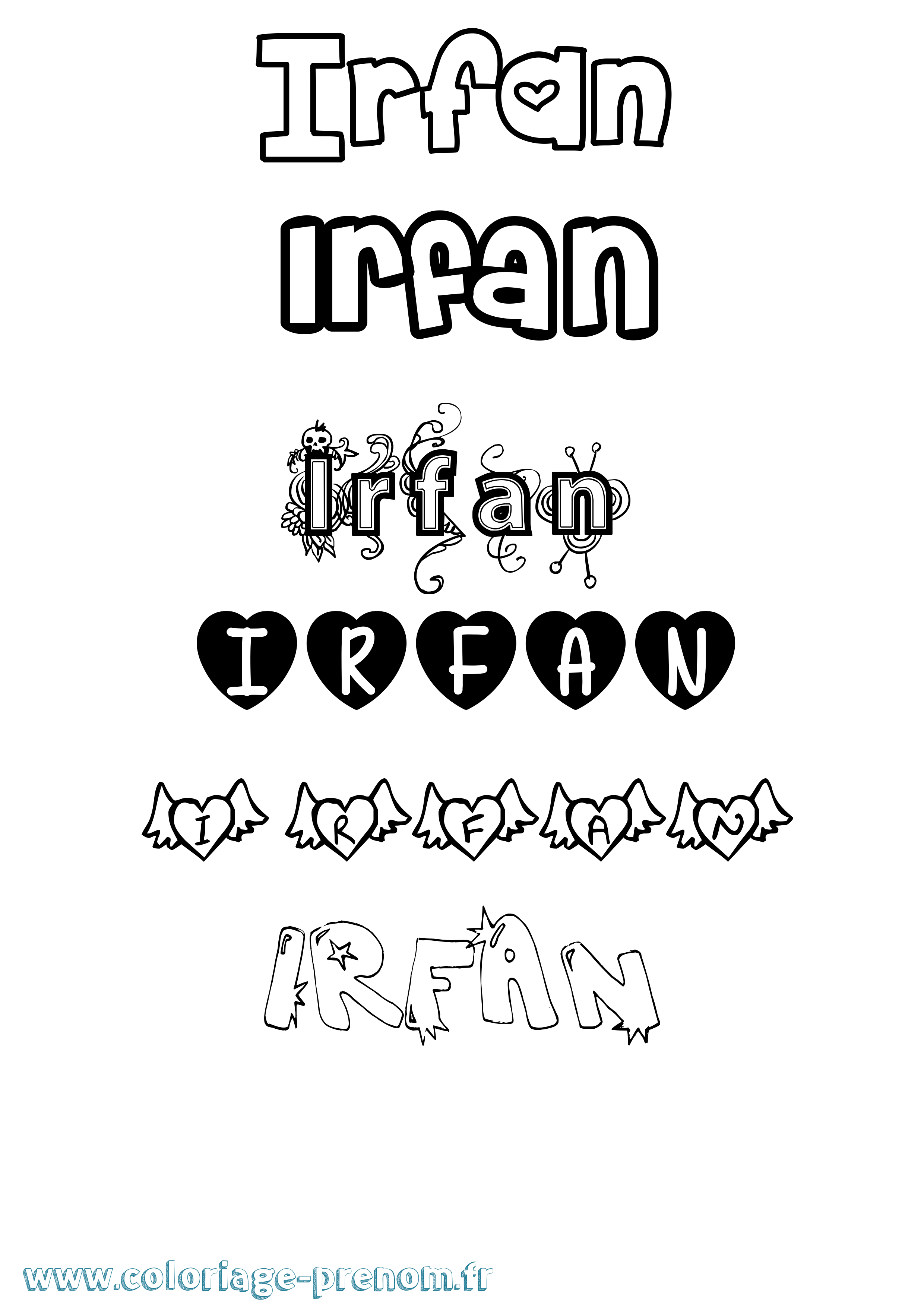 Coloriage prénom Irfan Girly