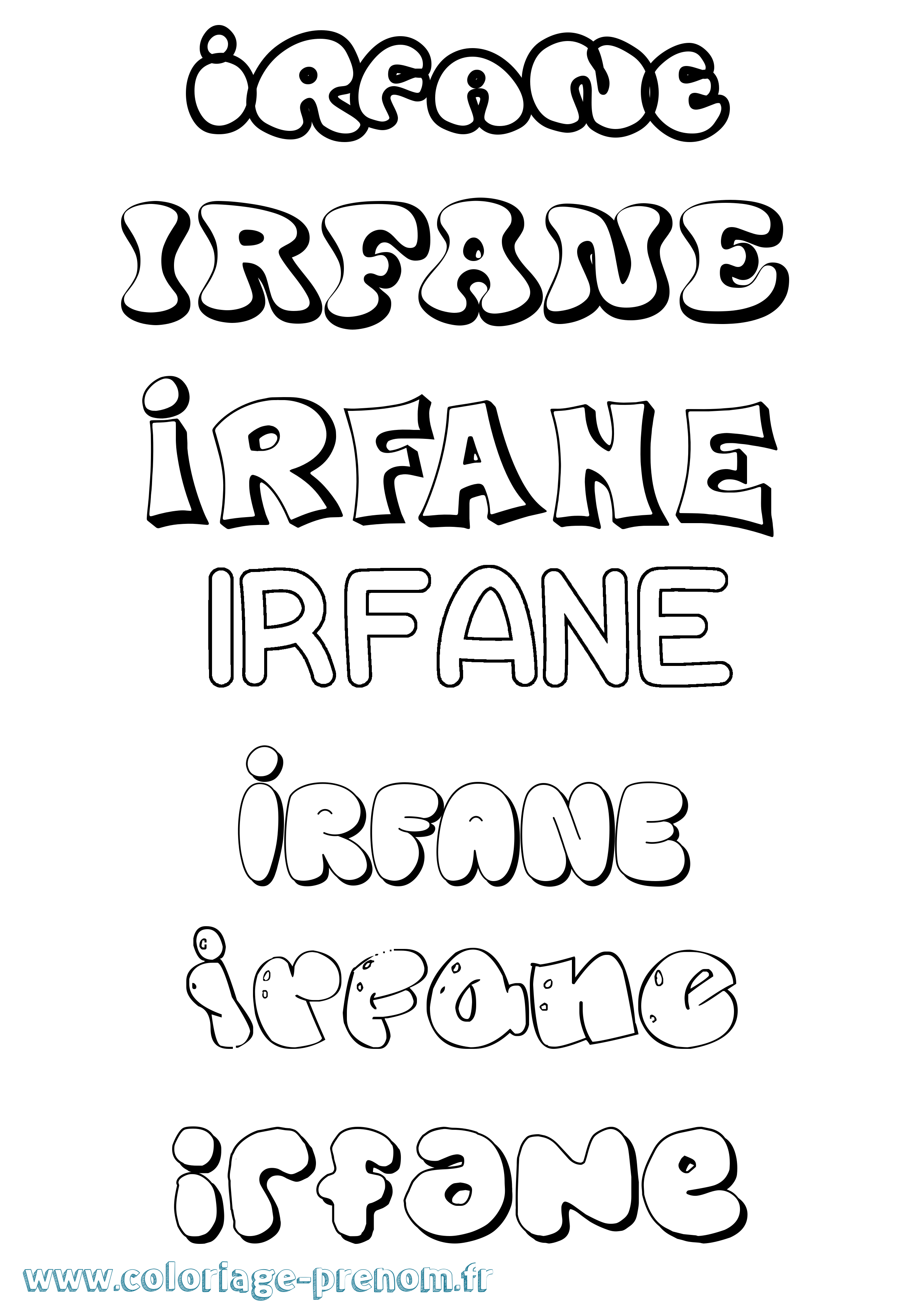 Coloriage Irfane Bubble Coloriage prénom Irfane Bubble