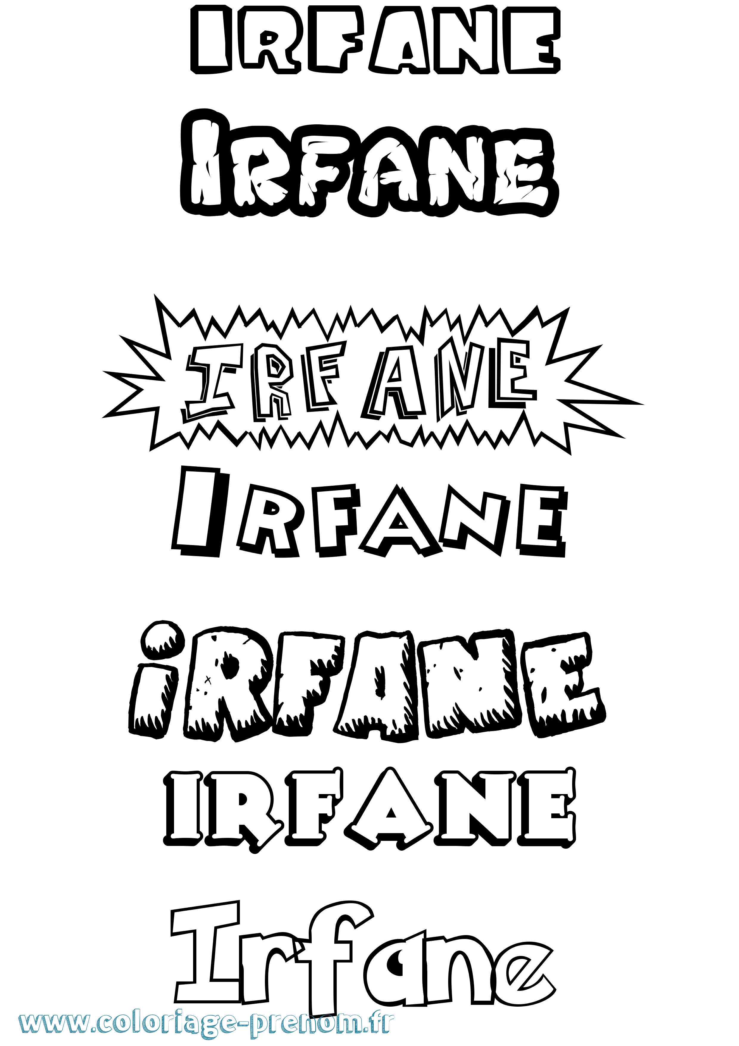 Coloriage Irfane Dessin Animé Coloriage prénom Irfane Dessin Animé