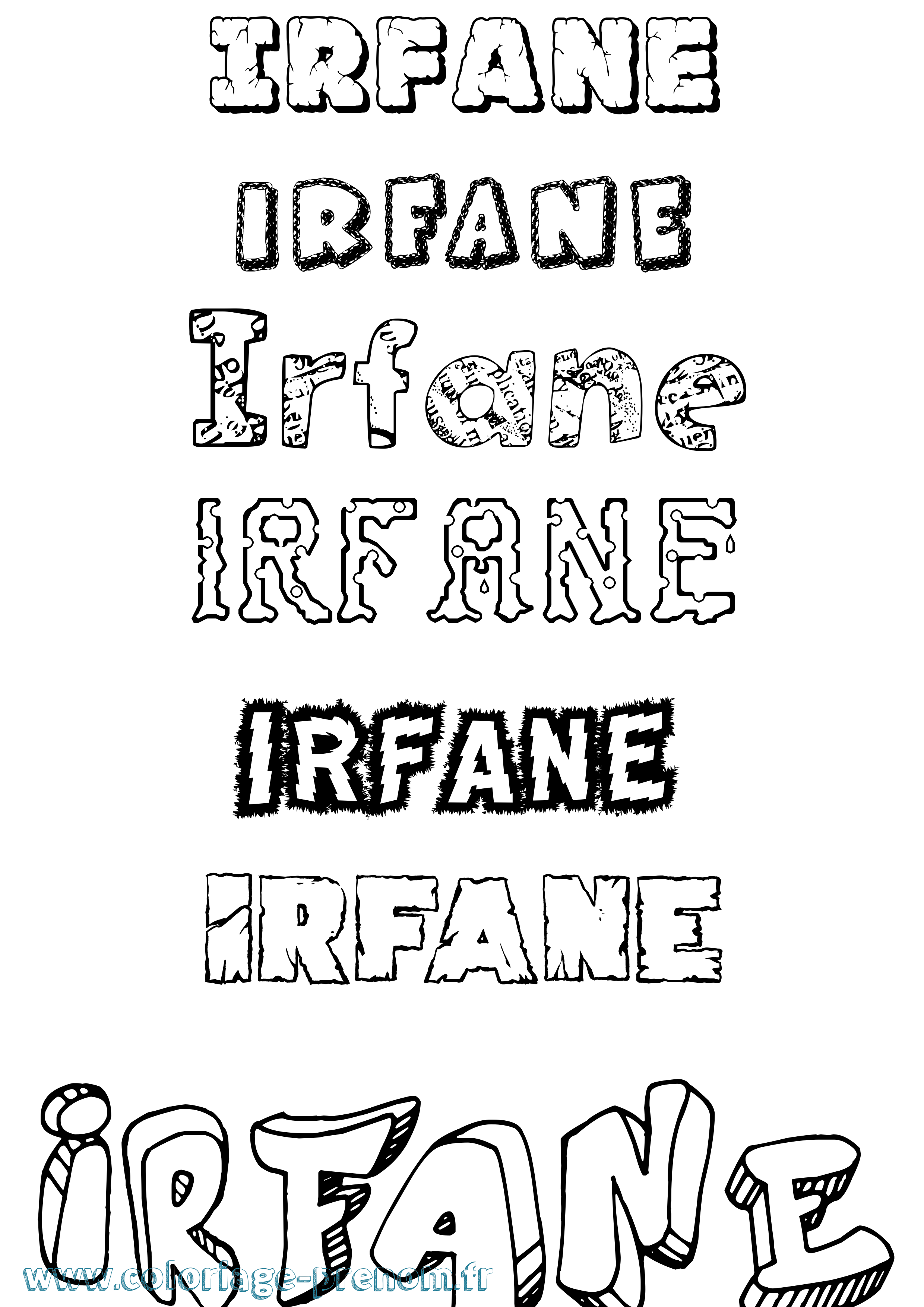 Coloriage prénom Irfane Destructuré