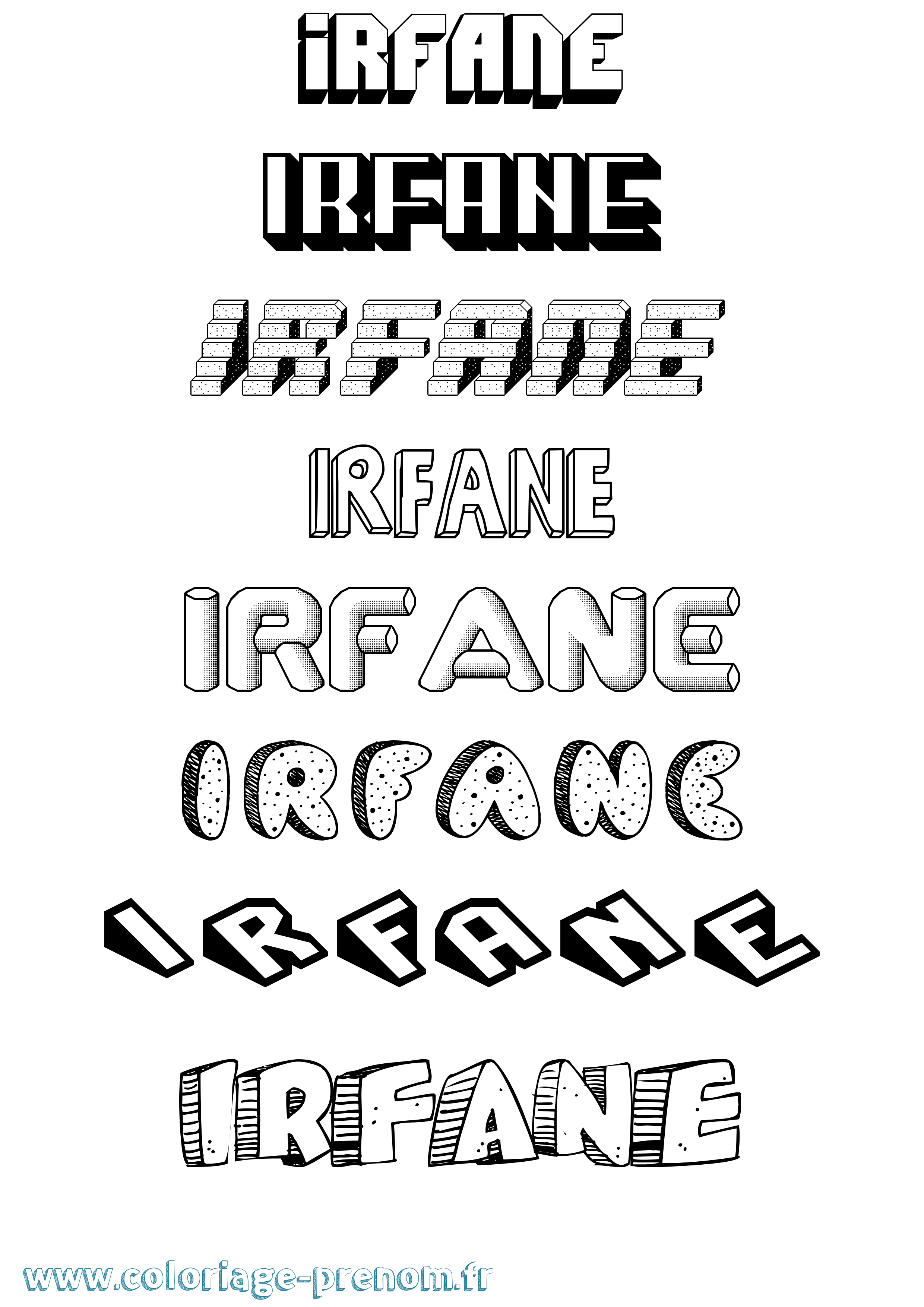Coloriage Irfane Effet 3D Coloriage prénom Irfane Effet 3D