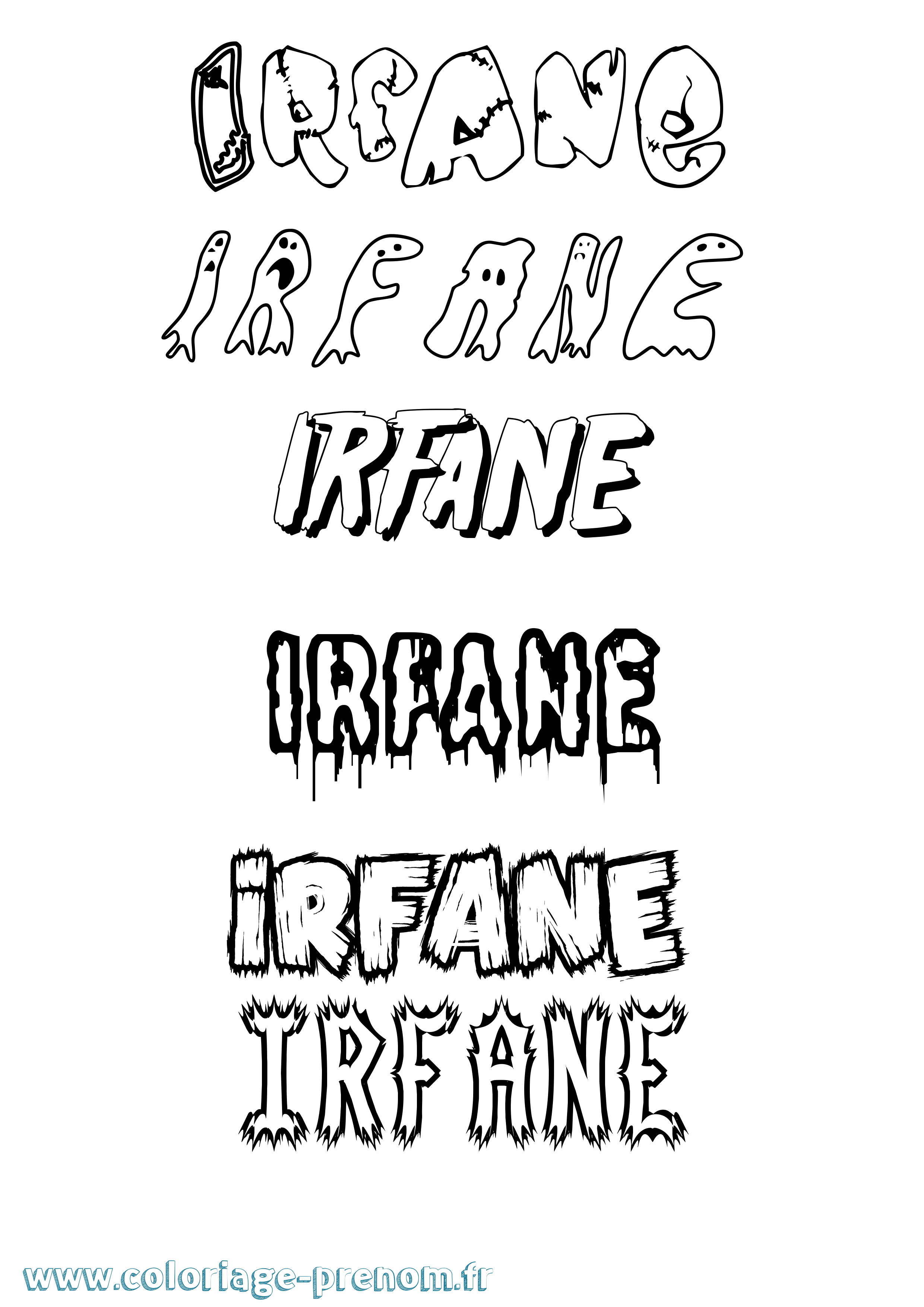 Coloriage prénom Irfane Frisson