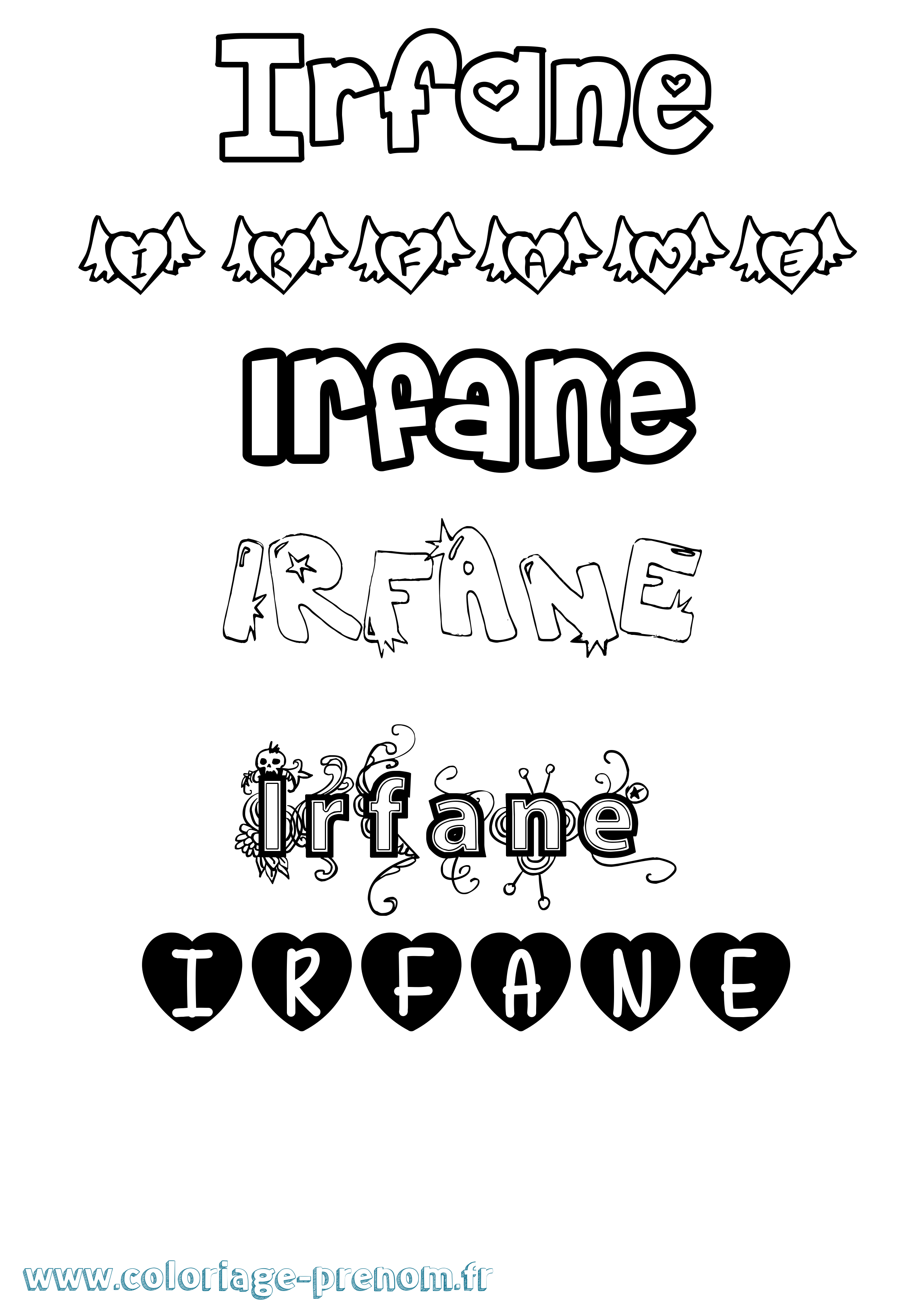 Coloriage Irfane Girly Coloriage prénom Irfane Girly