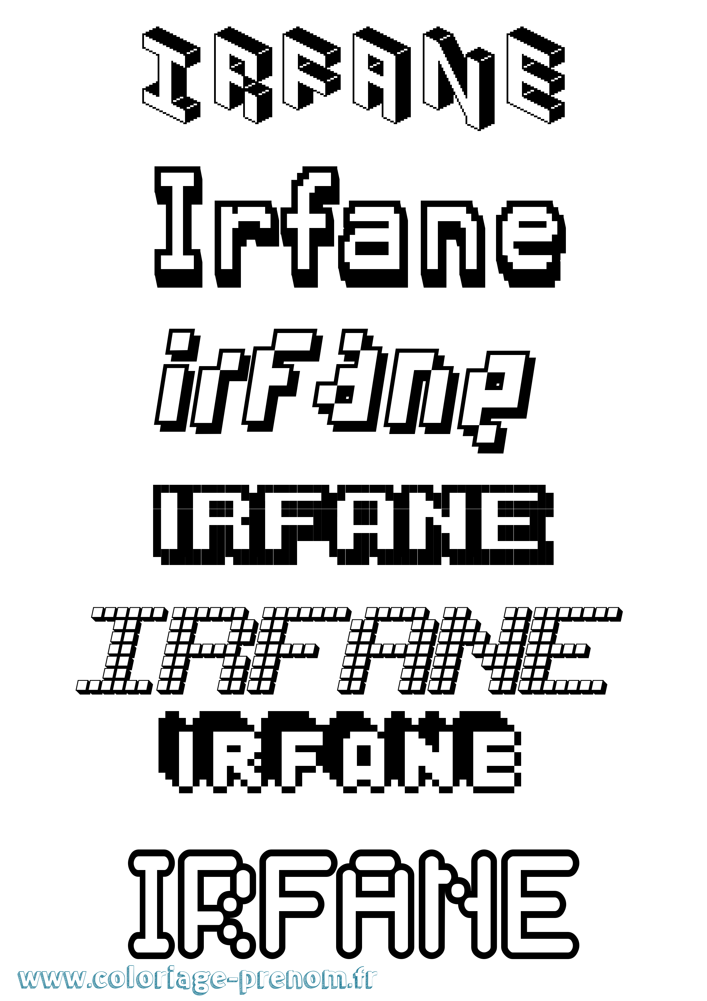 Coloriage Irfane Pixel Coloriage prénom Irfane Pixel