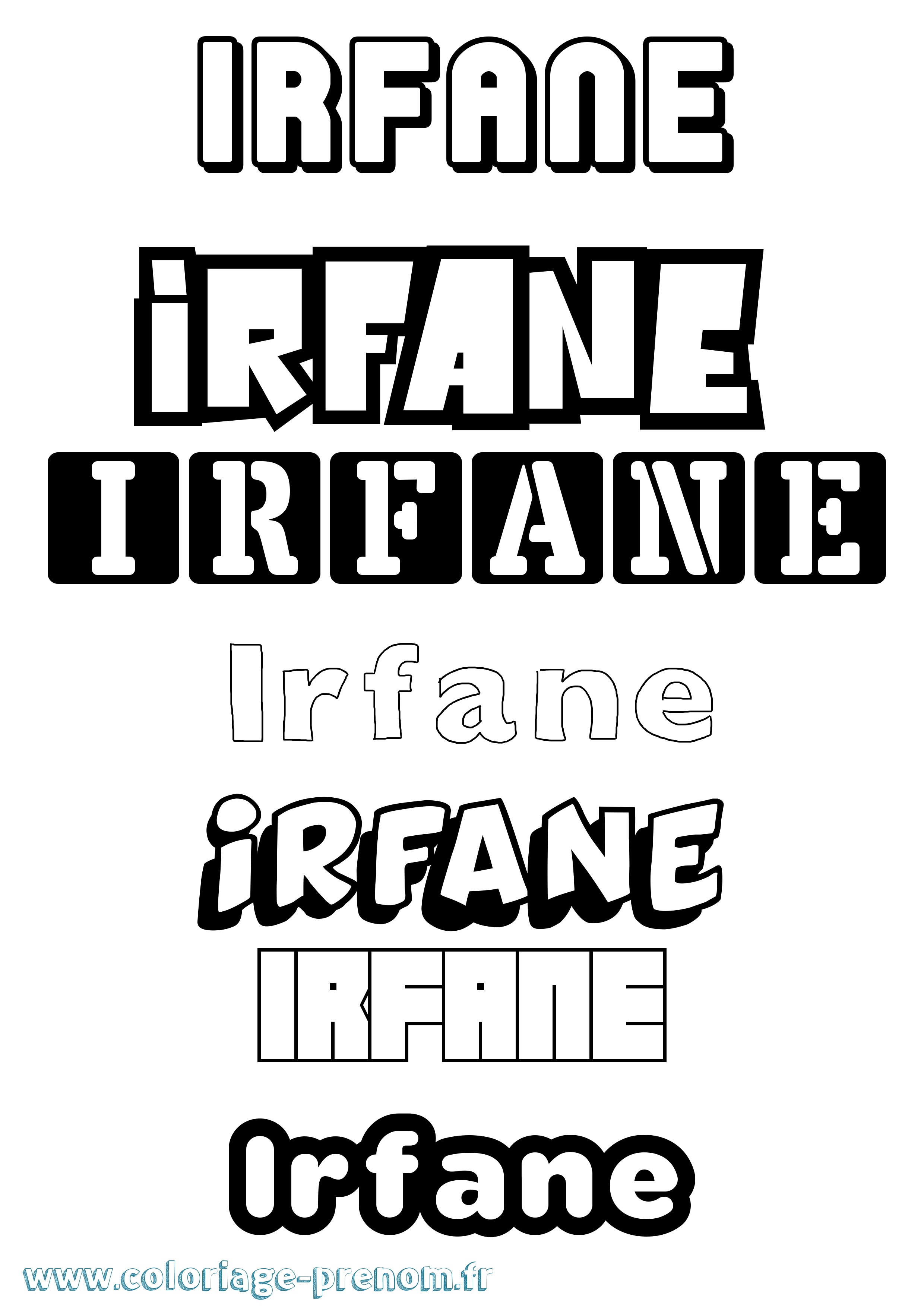 Coloriage prénom Irfane Simple
