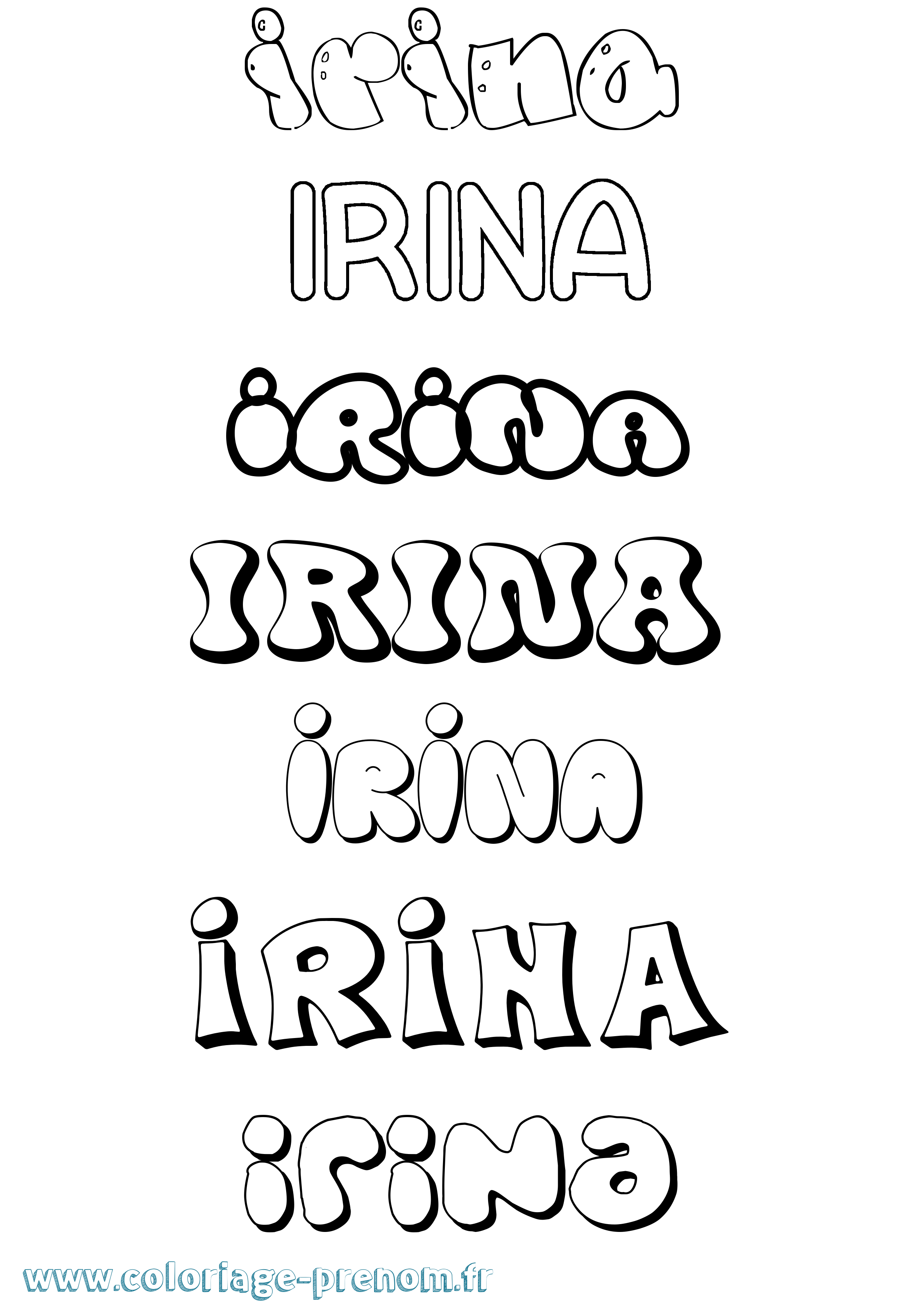 Coloriage Irina Bubble Coloriage prénom Irina Bubble