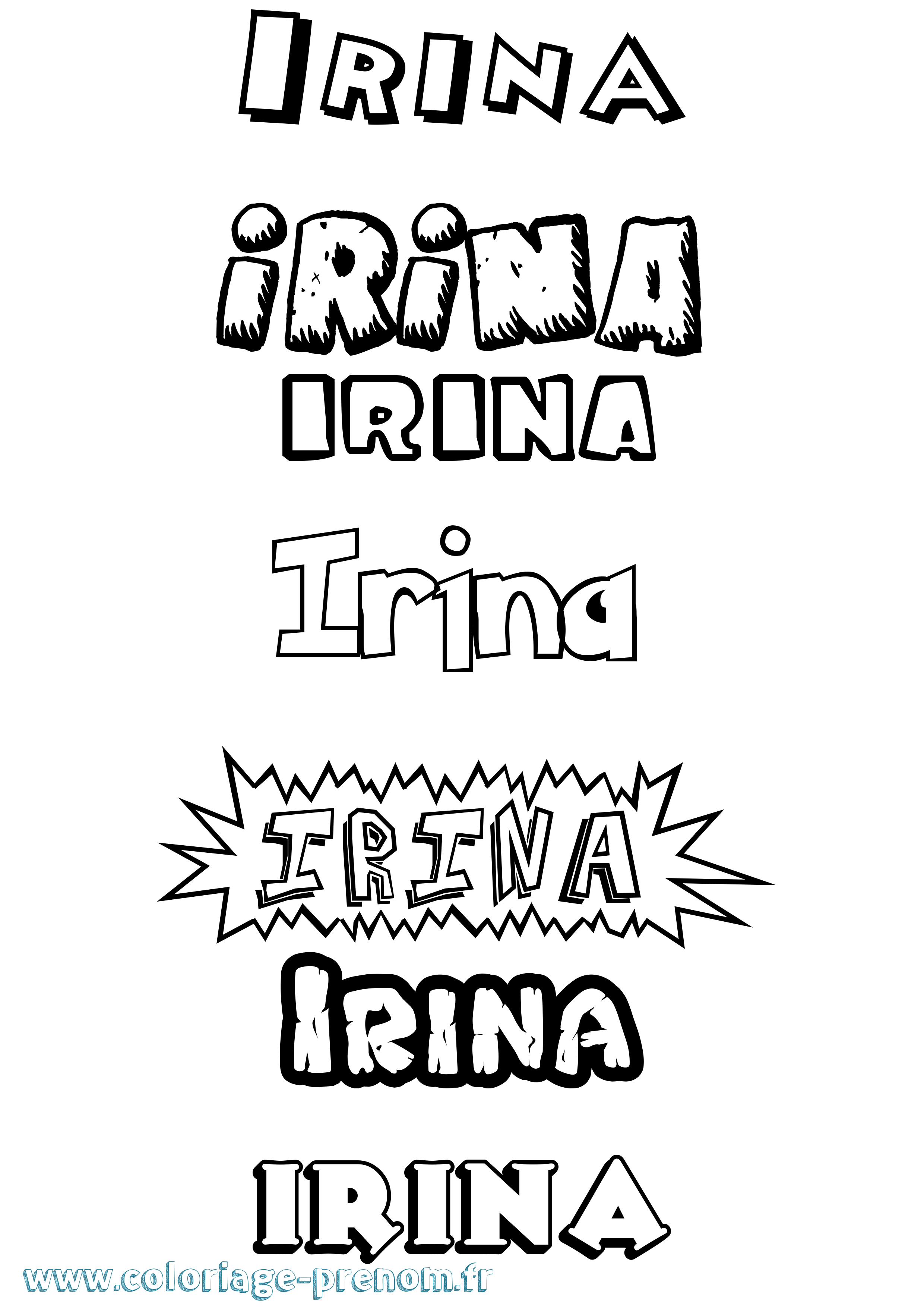 Coloriage Irina Dessin Animé Coloriage prénom Irina Dessin Animé