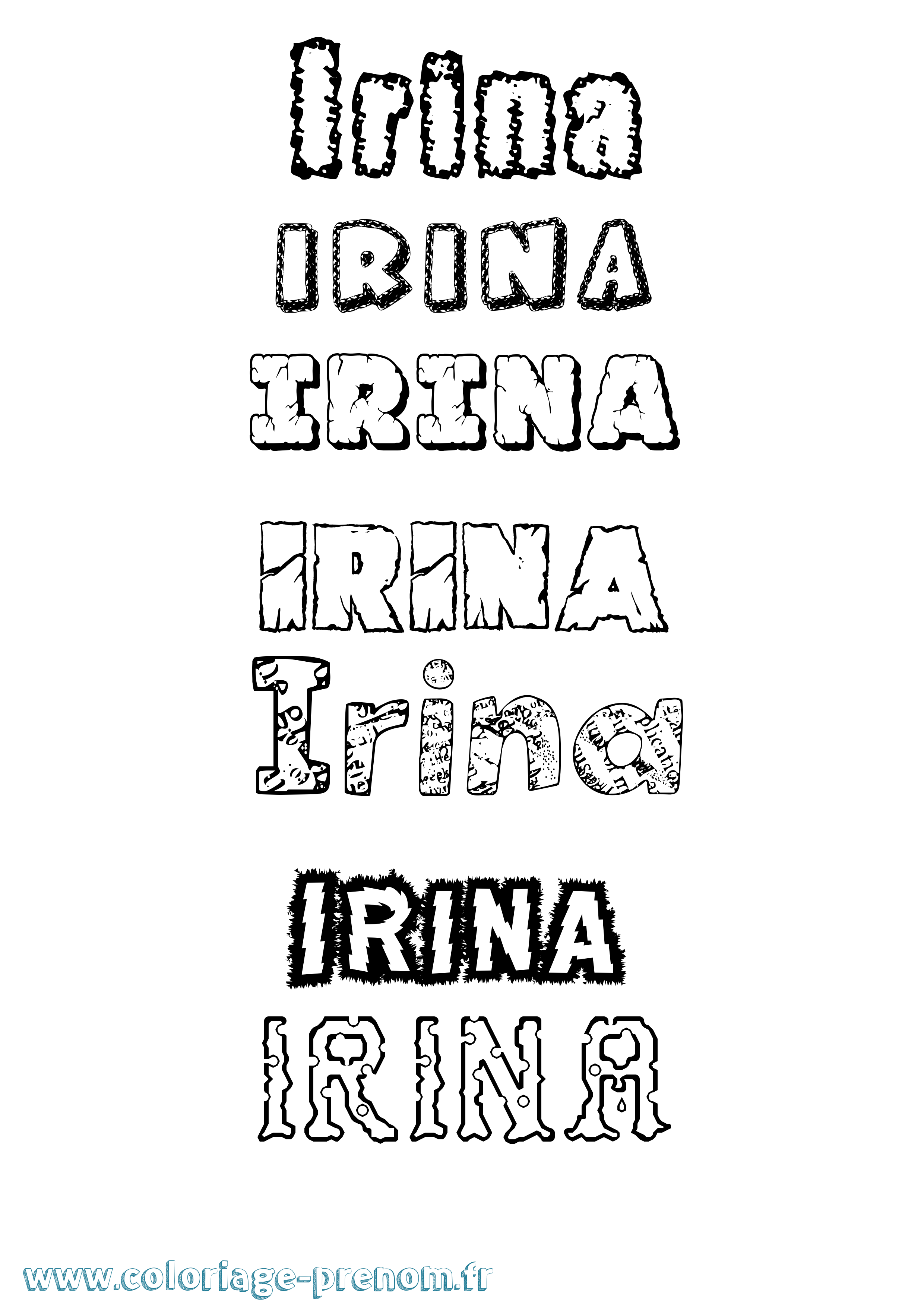 Coloriage prénom Irina Destructuré