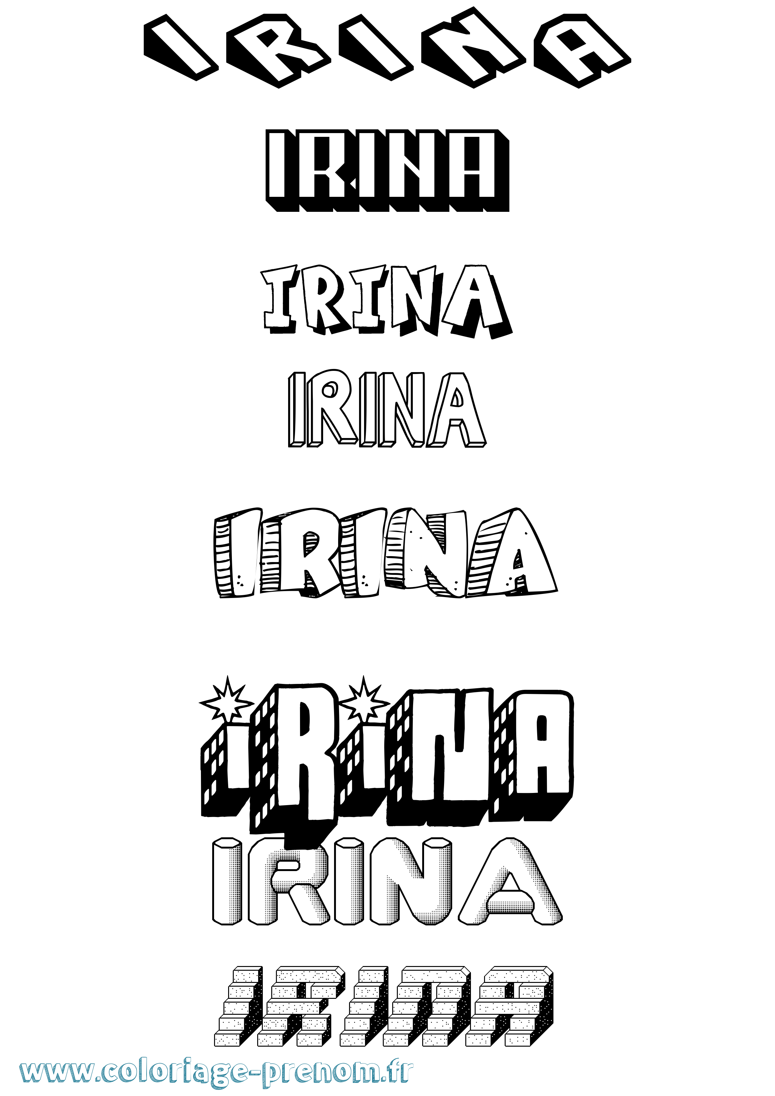 Coloriage Irina Effet 3D Coloriage prénom Irina Effet 3D