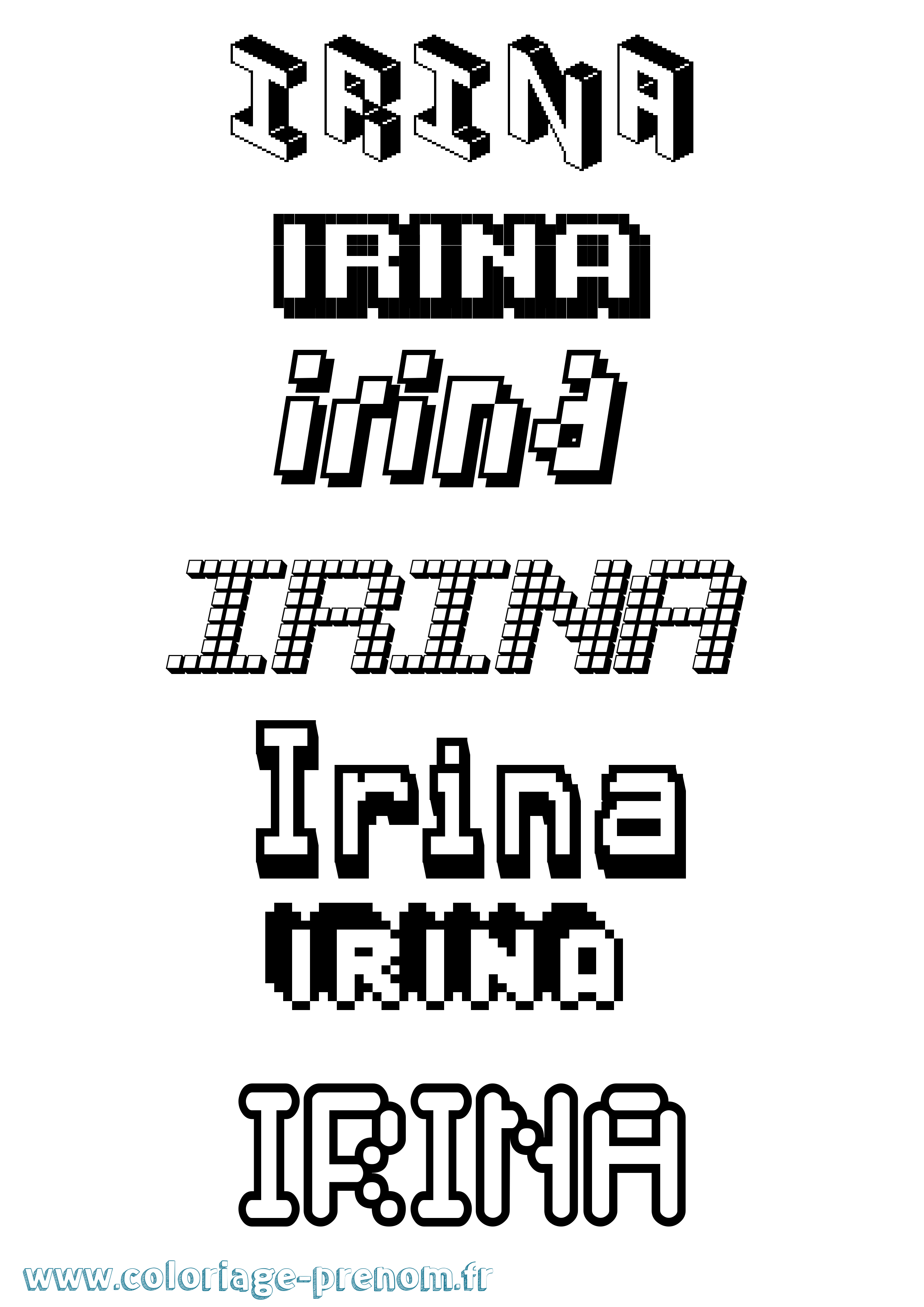 Coloriage Irina Pixel Coloriage prénom Irina Pixel