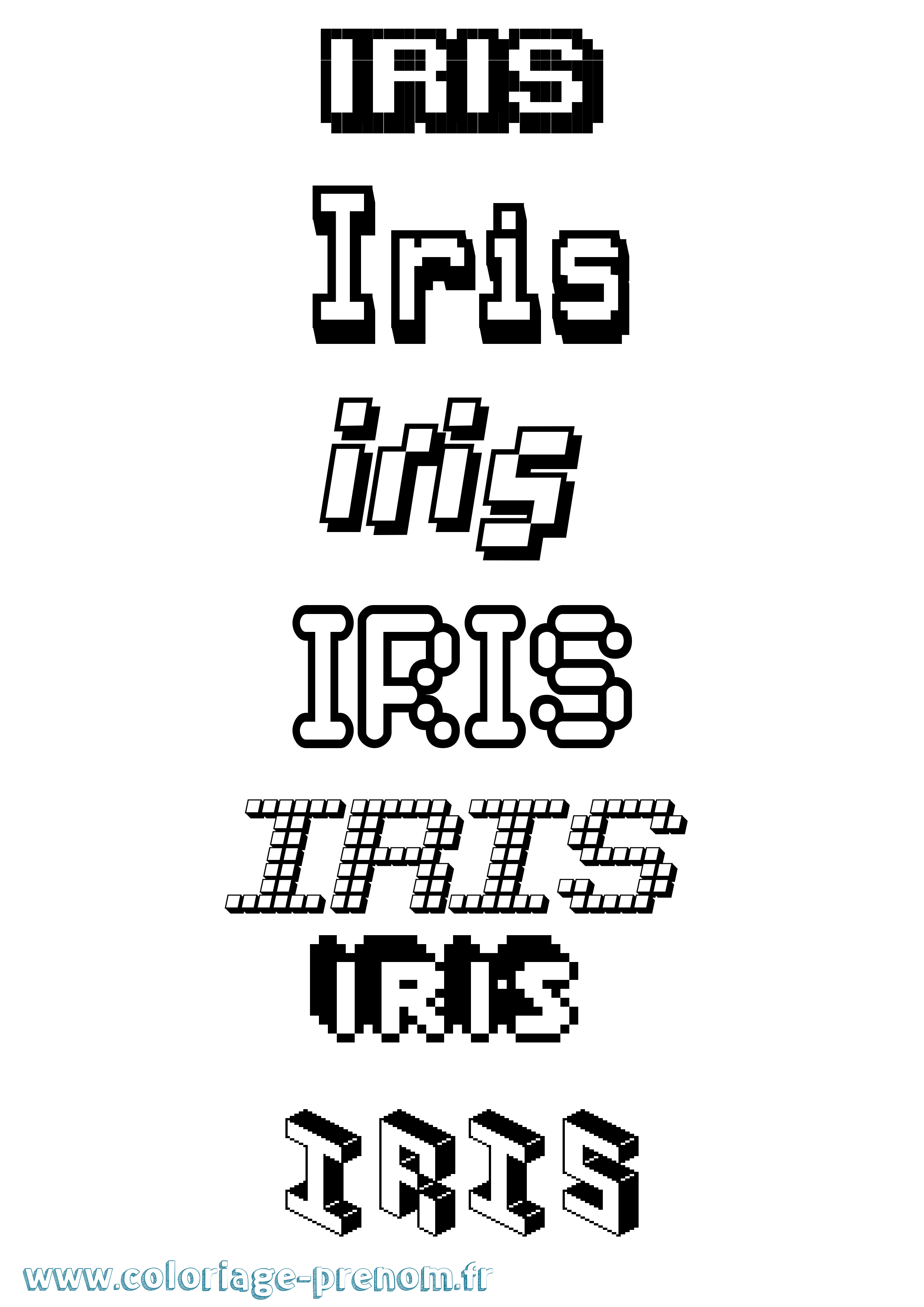 Coloriage prénom Iris Pixel