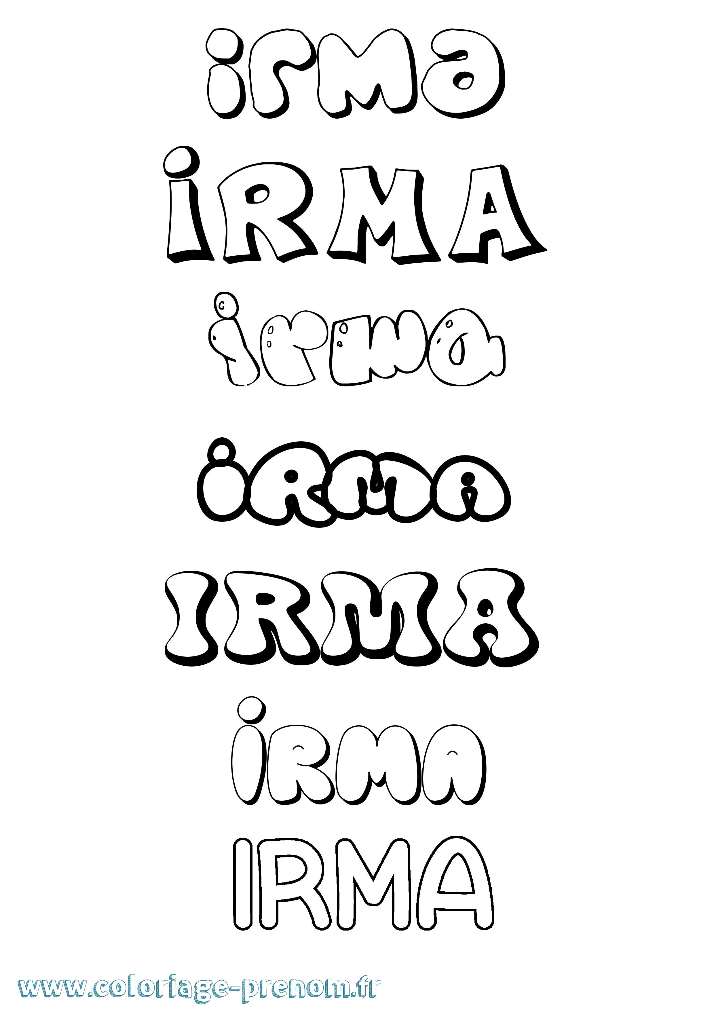 Coloriage prénom Irma Bubble