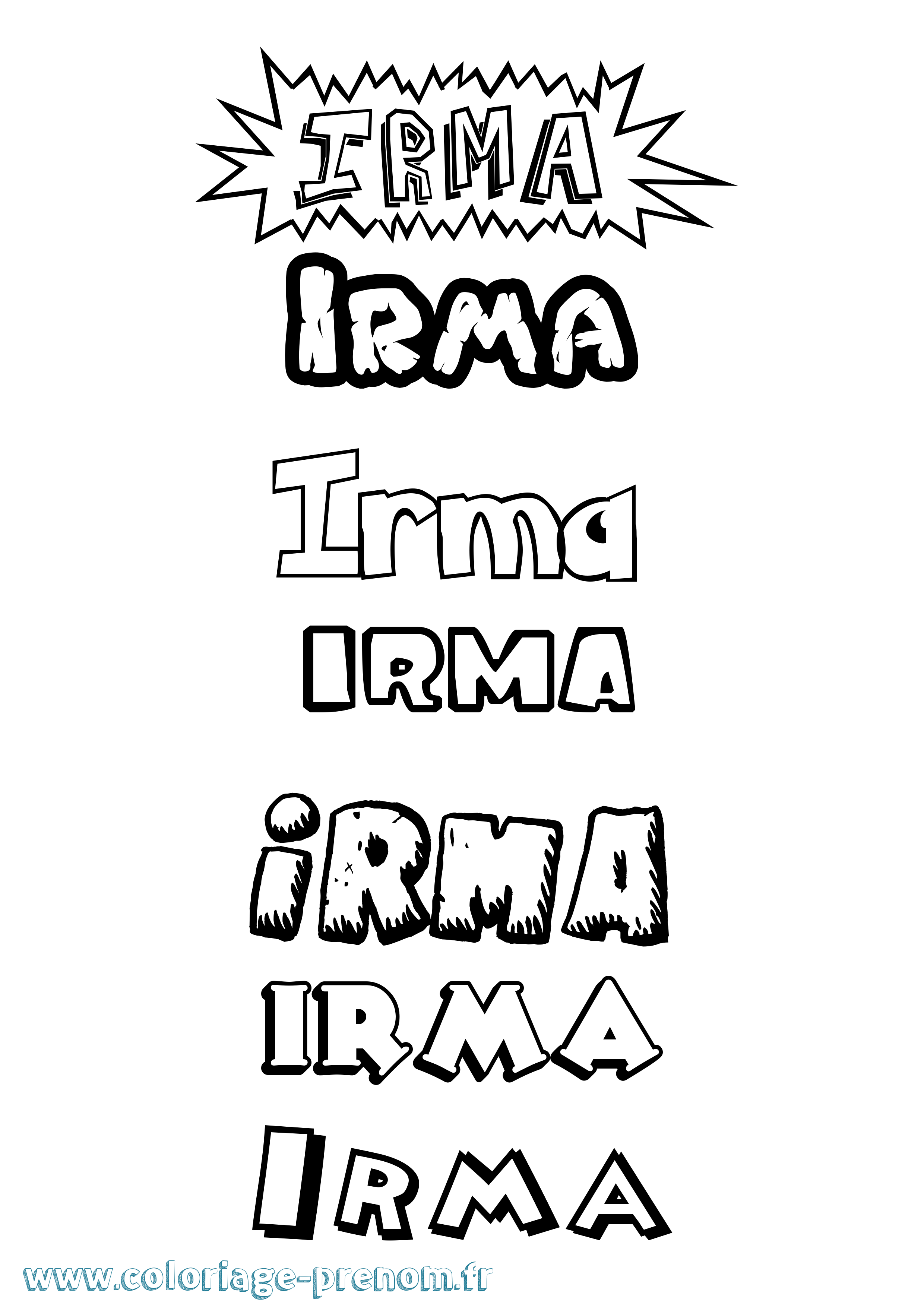 Coloriage prénom Irma Dessin Animé