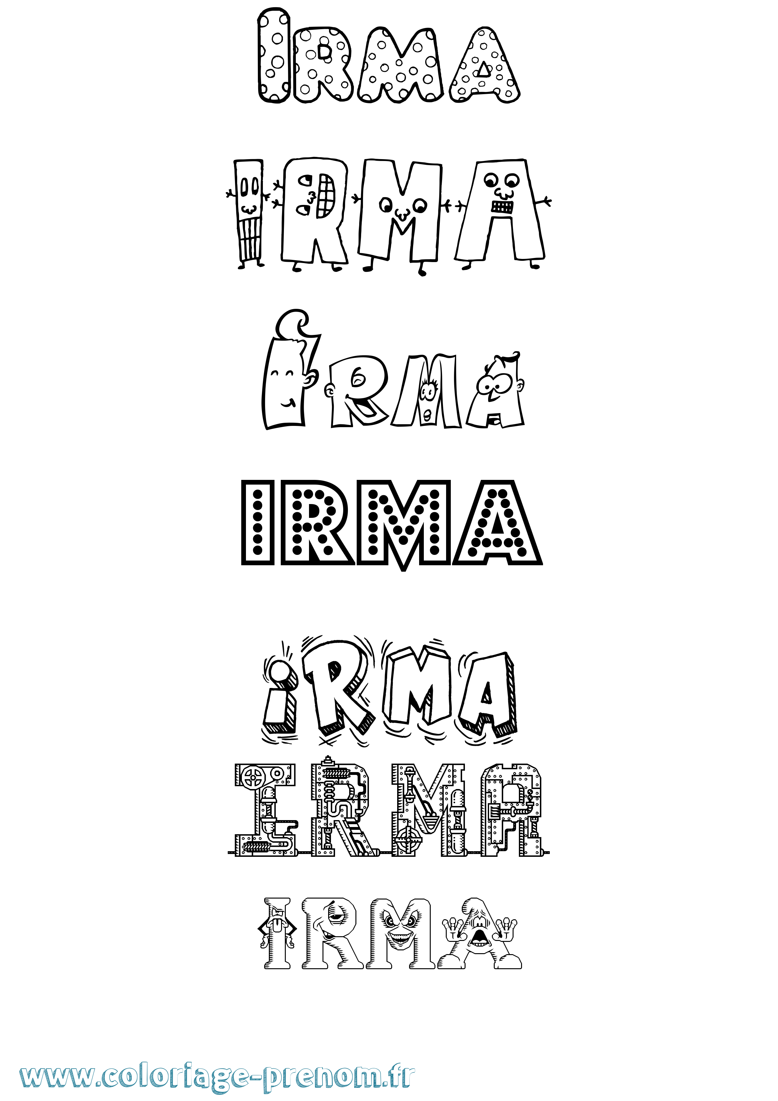 Coloriage prénom Irma Fun