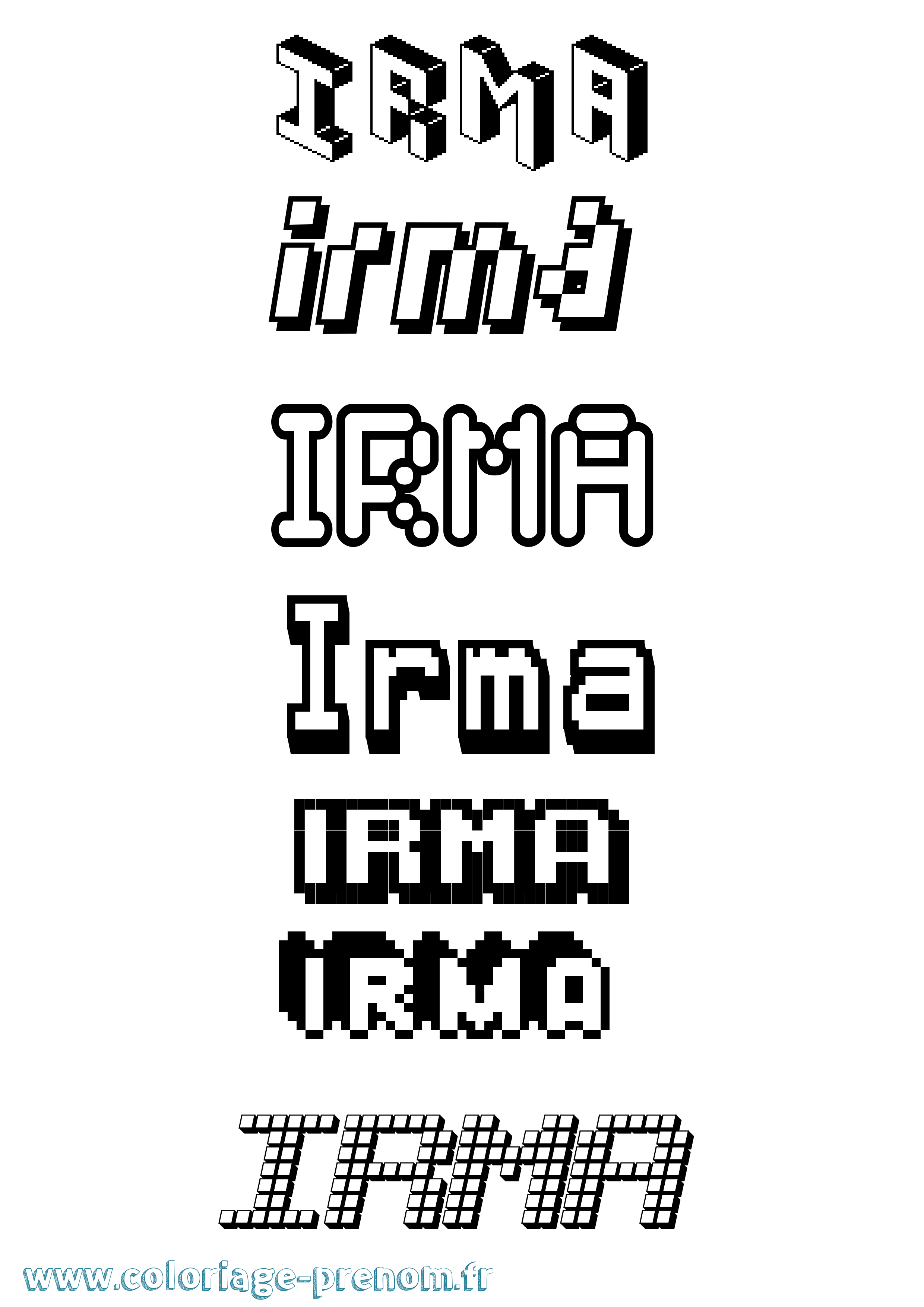 Coloriage prénom Irma Pixel