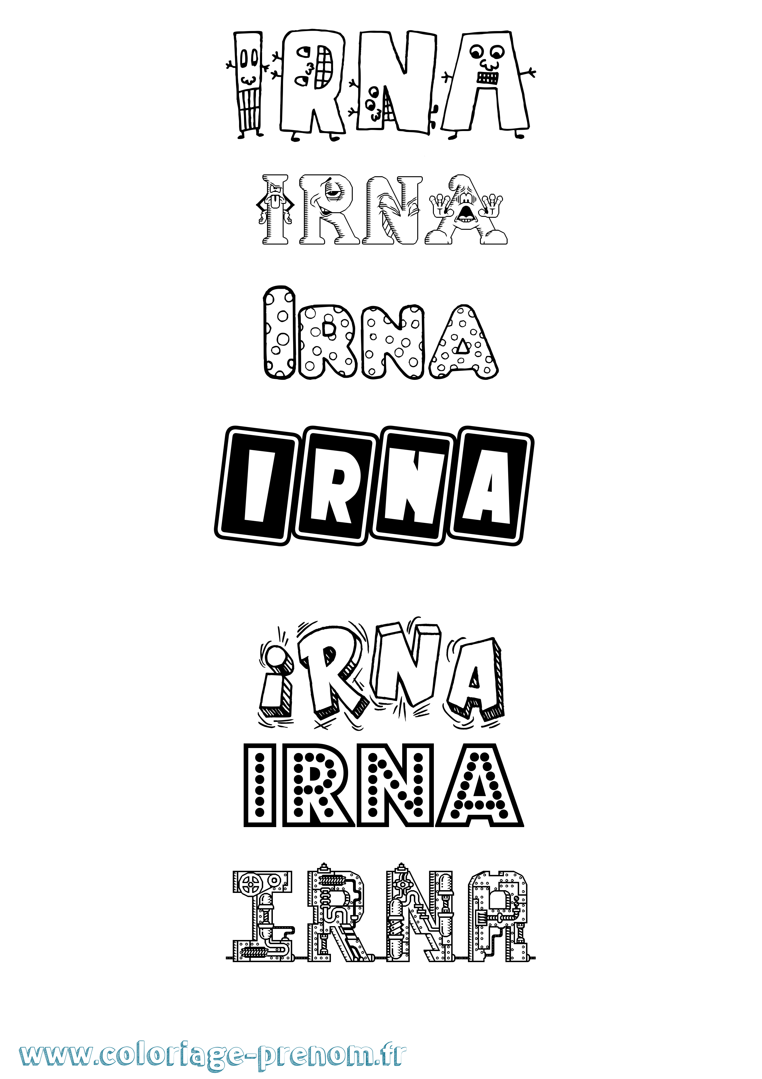 Coloriage prénom Irna Fun