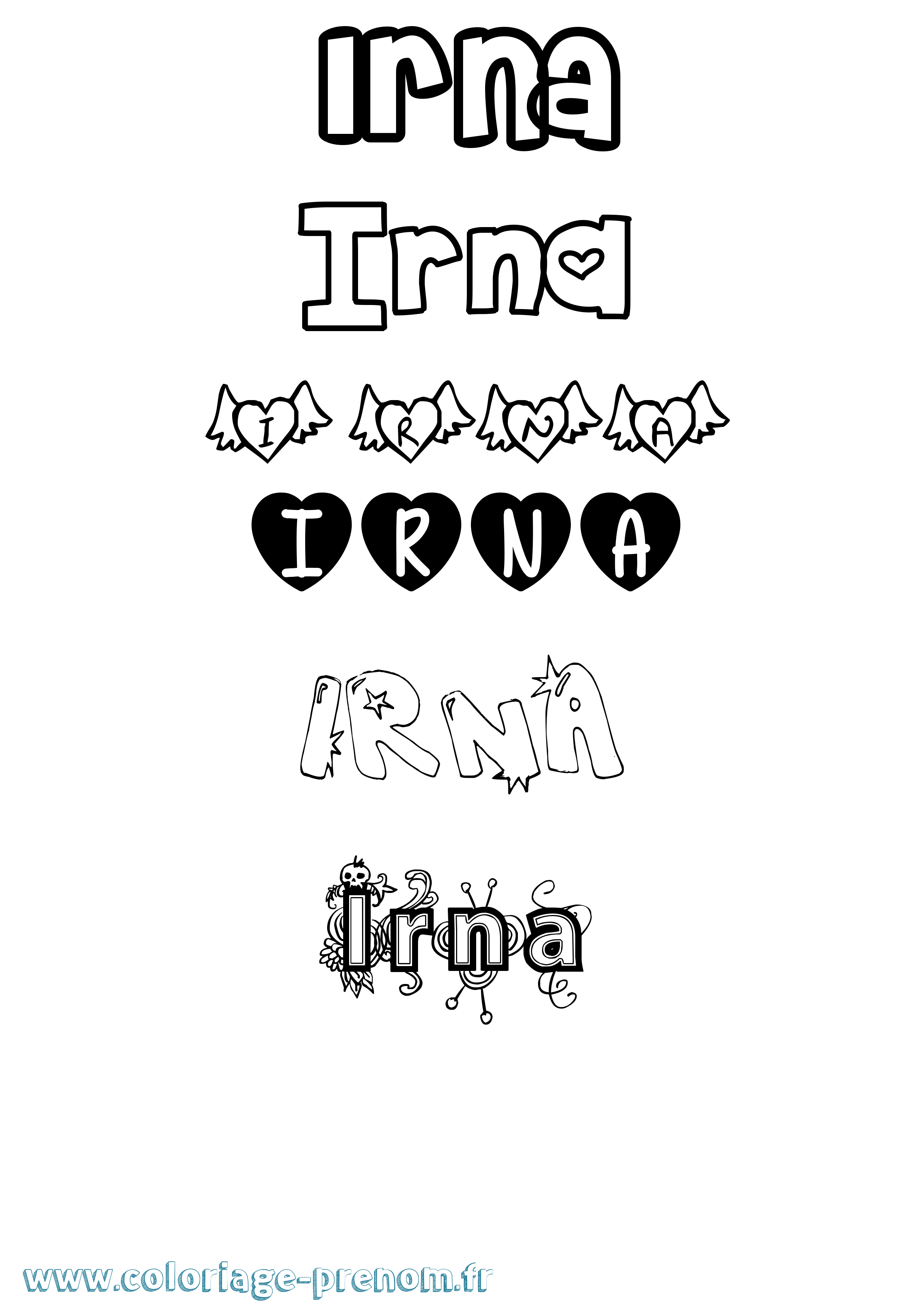 Coloriage prénom Irna Girly