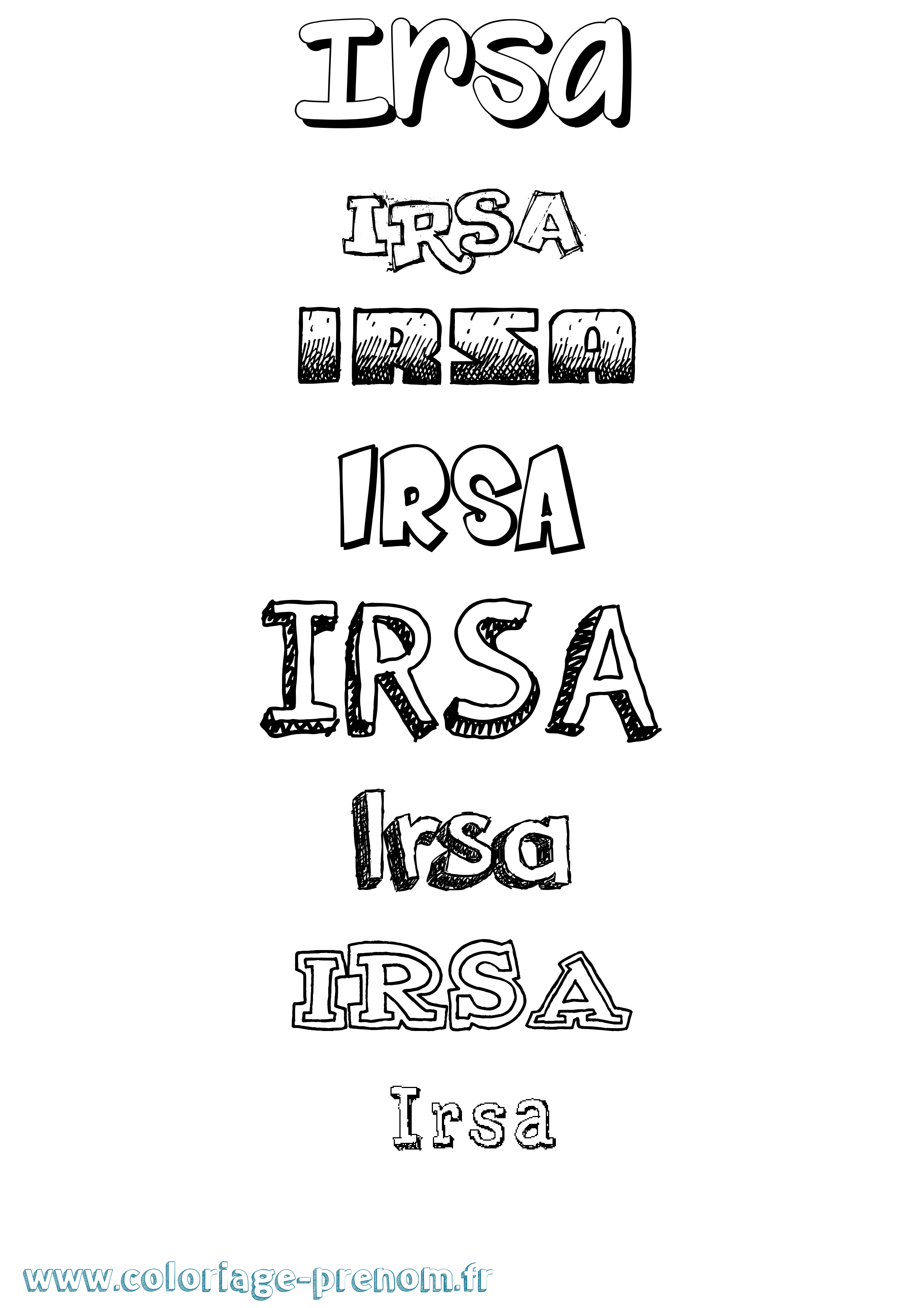 Coloriage prénom Irsa Dessiné