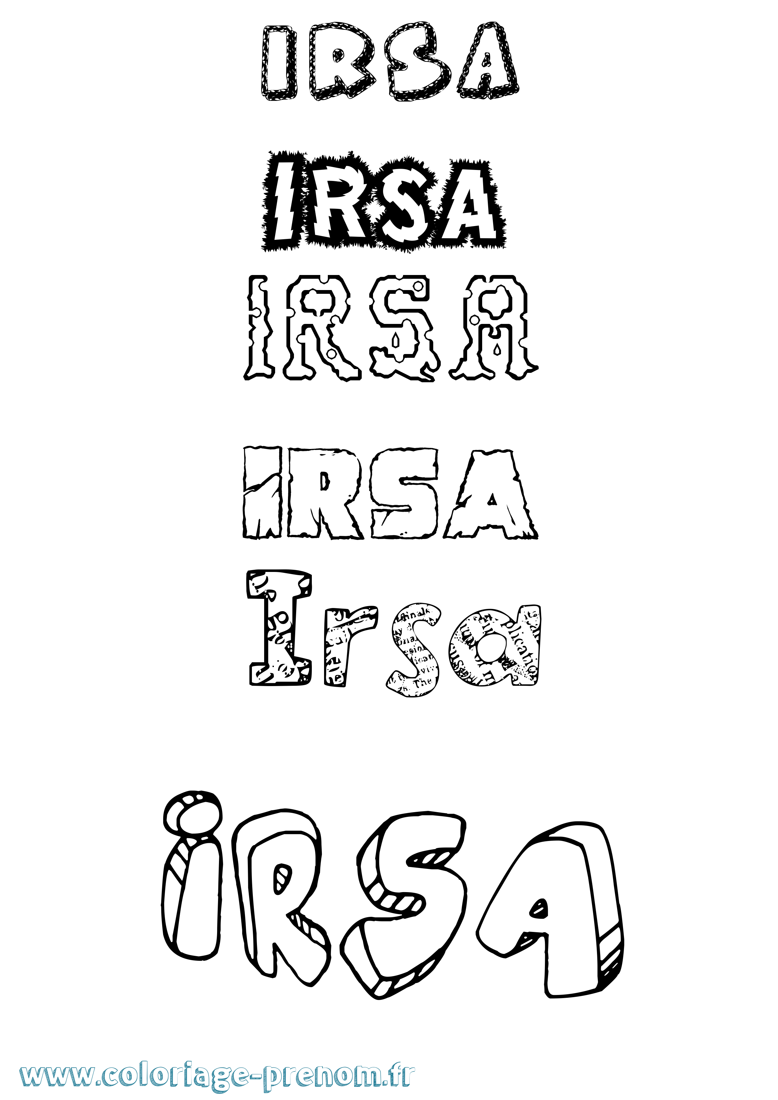 Coloriage prénom Irsa Destructuré