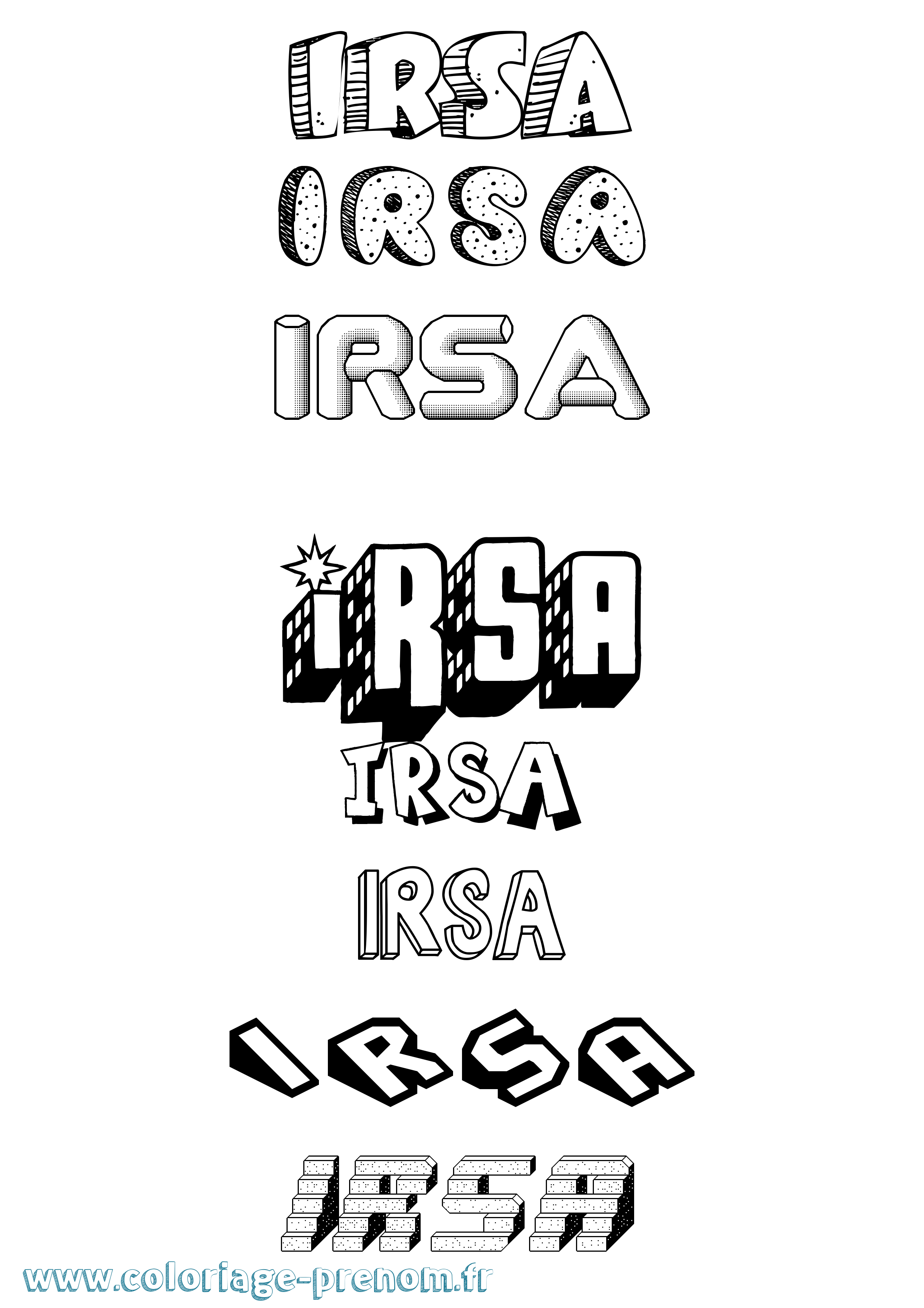 Coloriage prénom Irsa Effet 3D