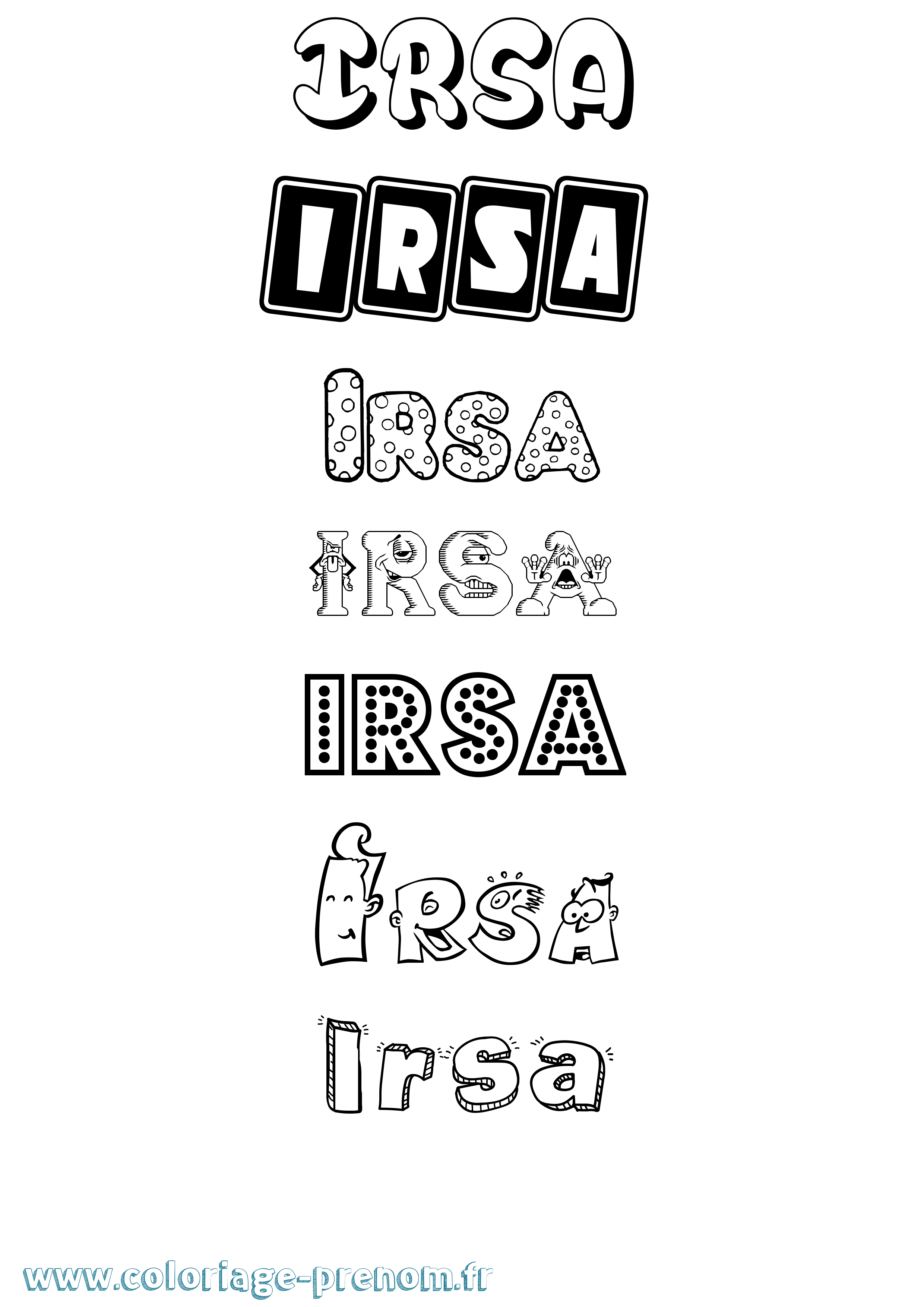 Coloriage prénom Irsa Fun