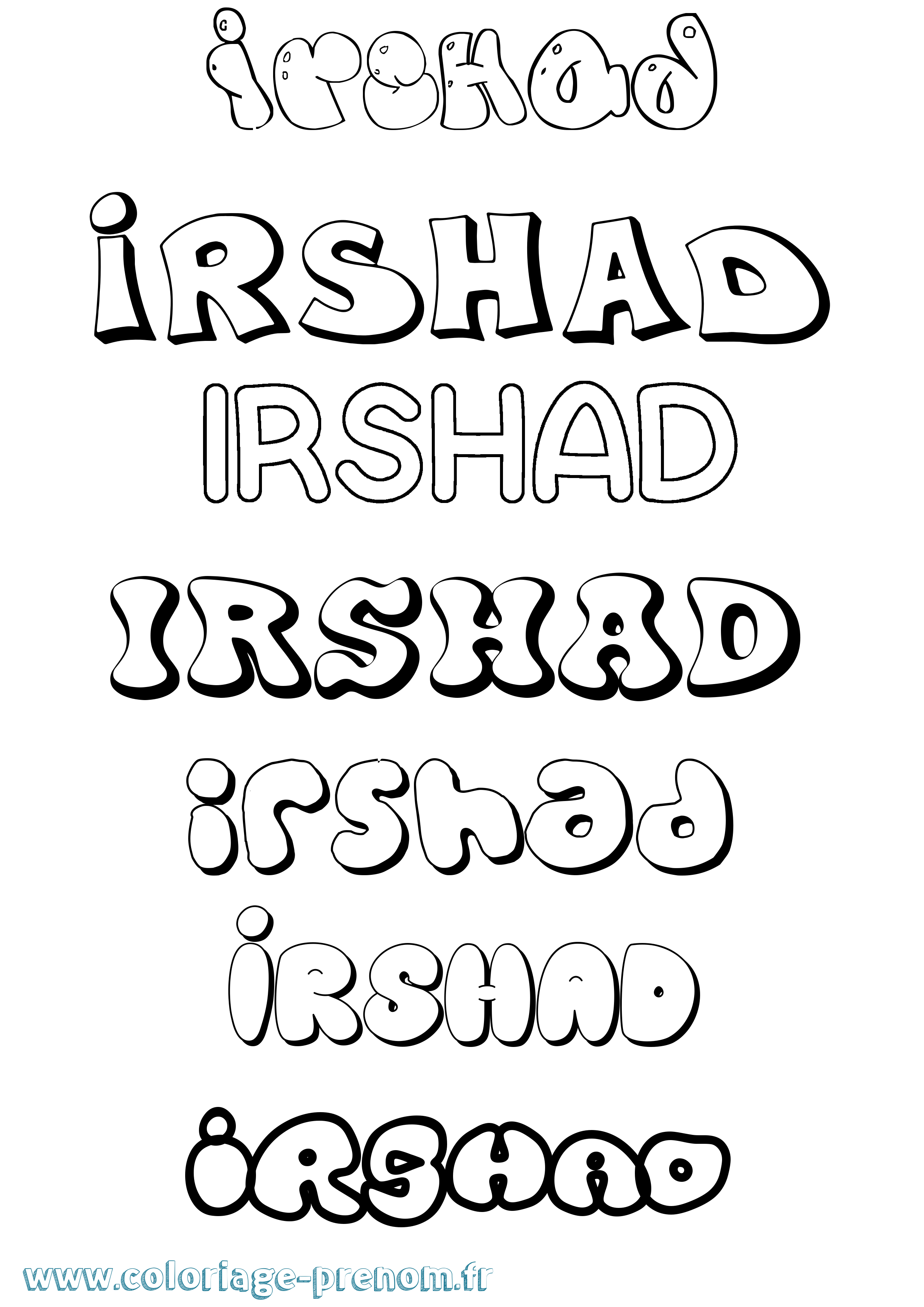 Coloriage prénom Irshad Bubble