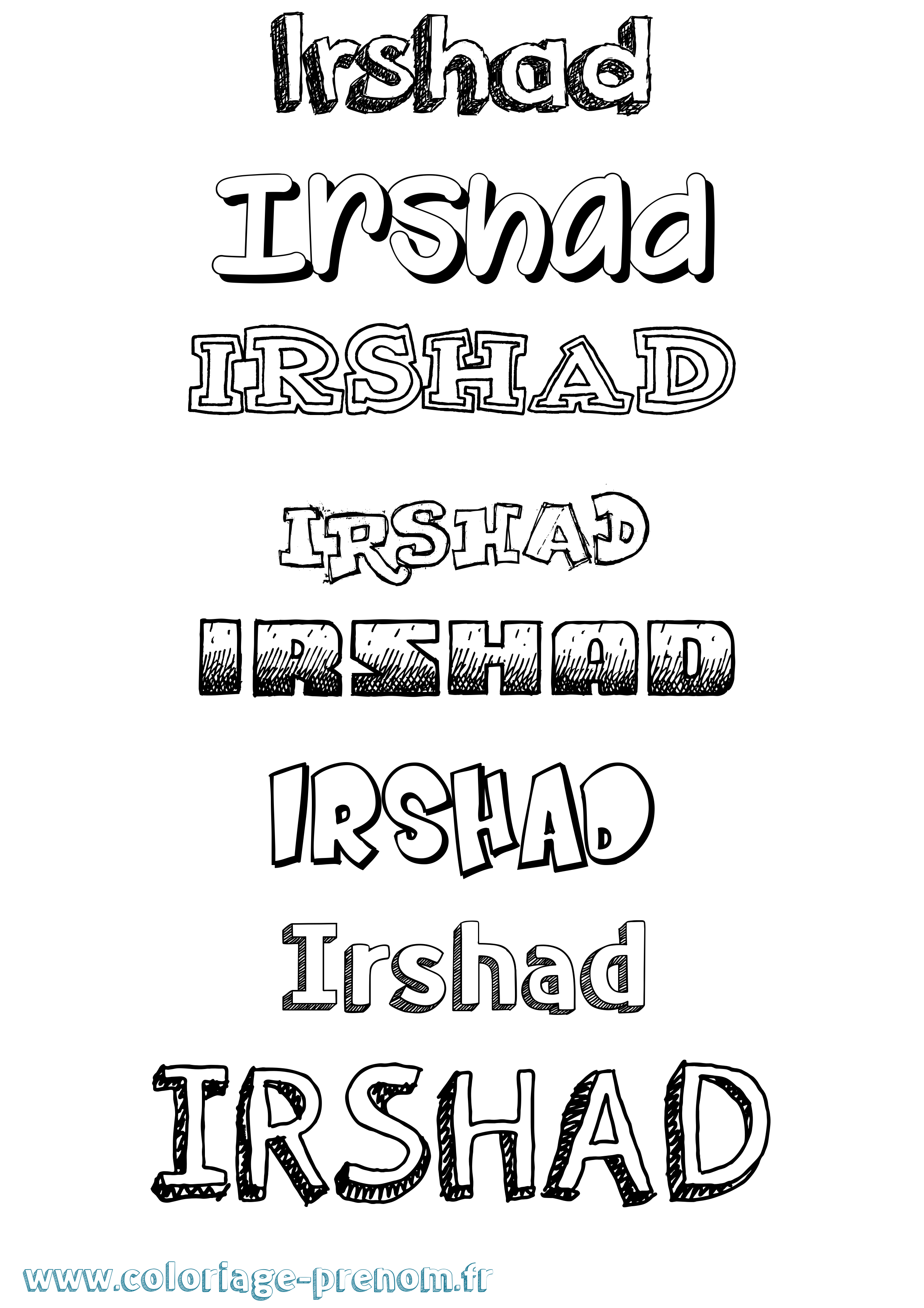 Coloriage prénom Irshad Dessiné