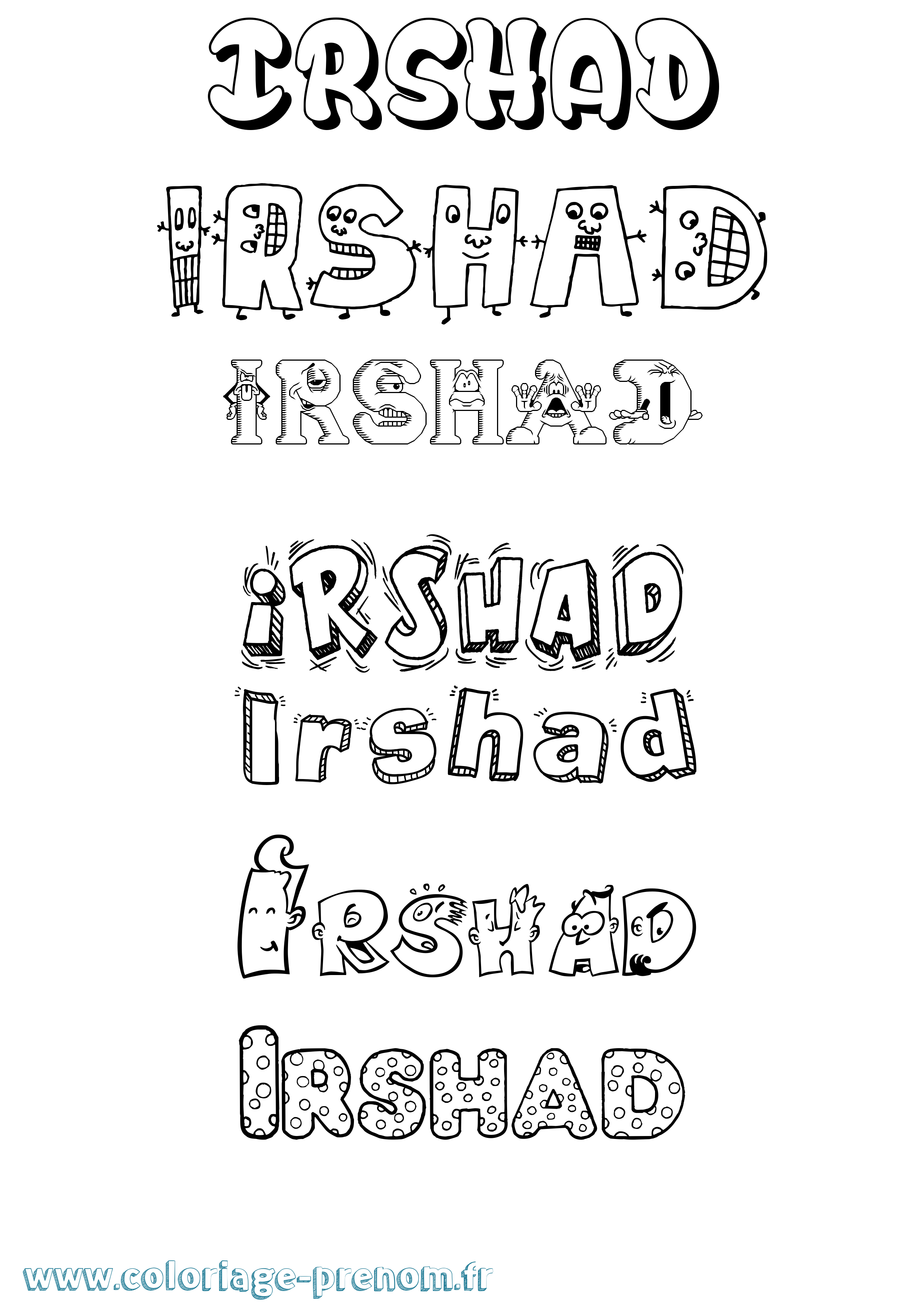 Coloriage prénom Irshad Fun