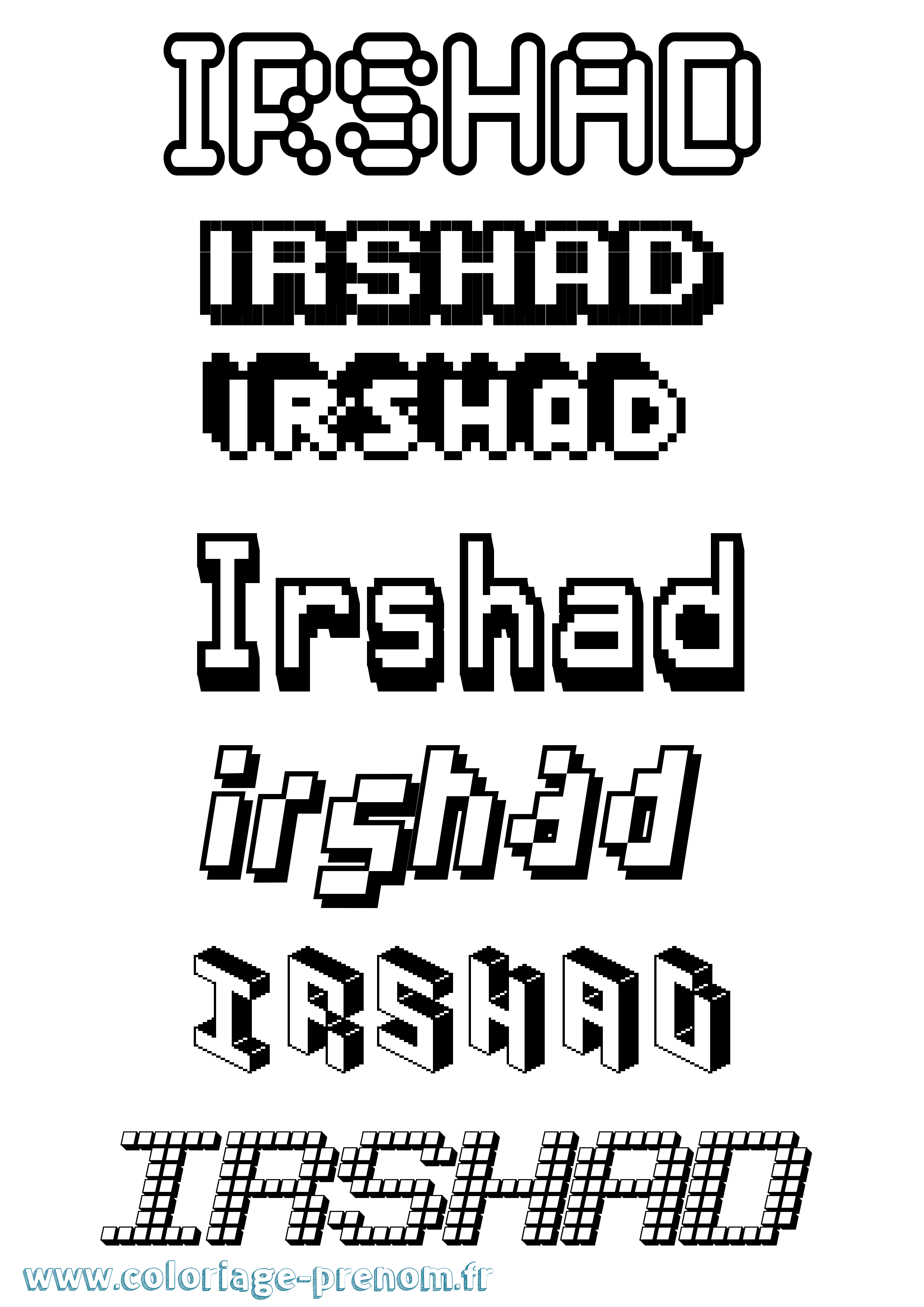 Coloriage prénom Irshad Pixel