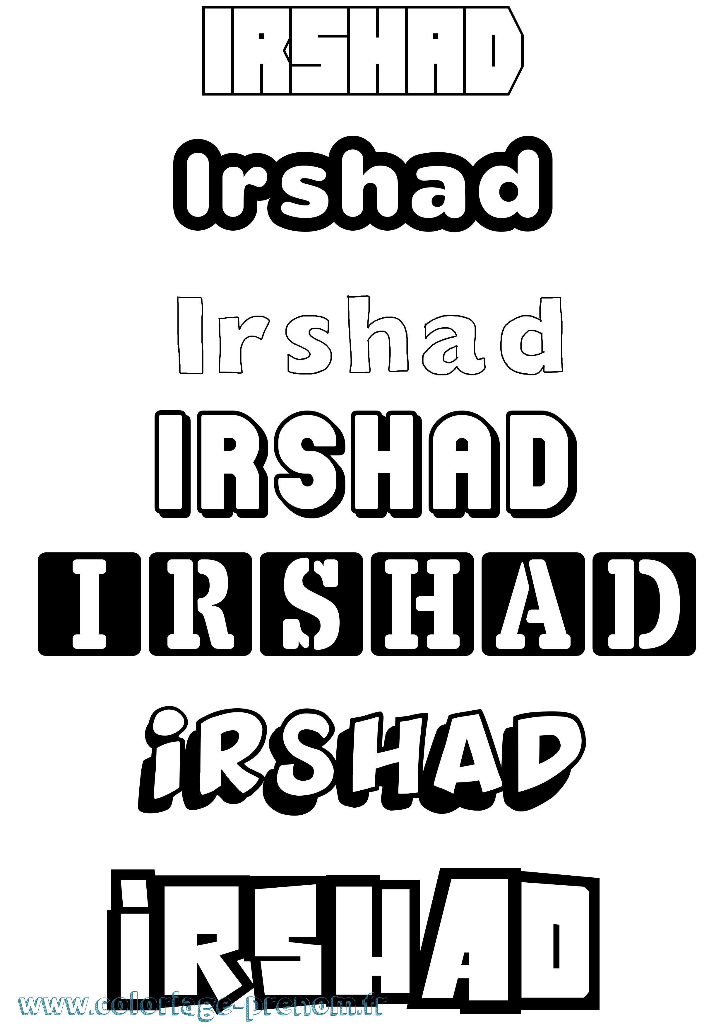 Coloriage prénom Irshad Simple
