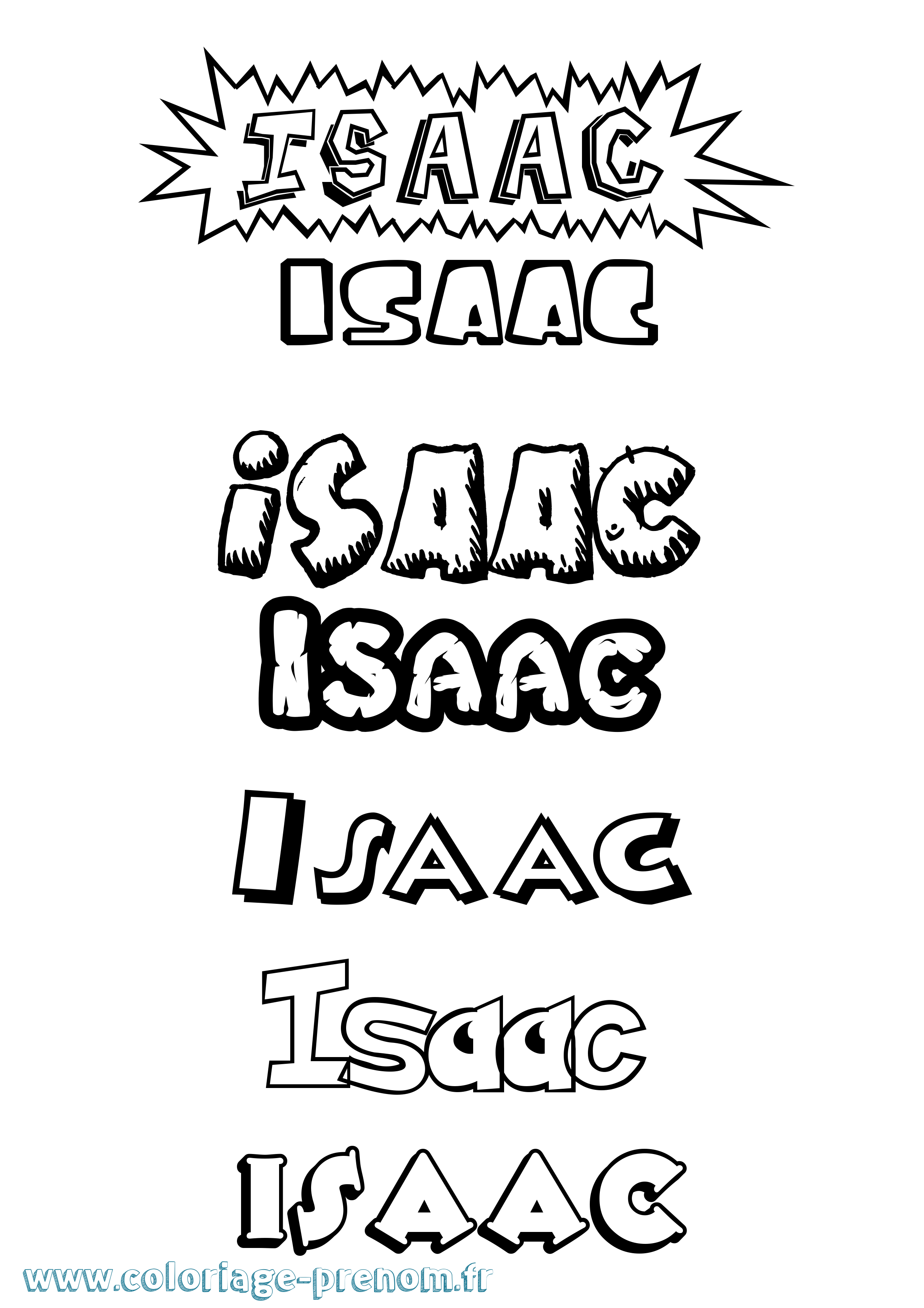 Coloriage prénom Isaac Dessin Animé
