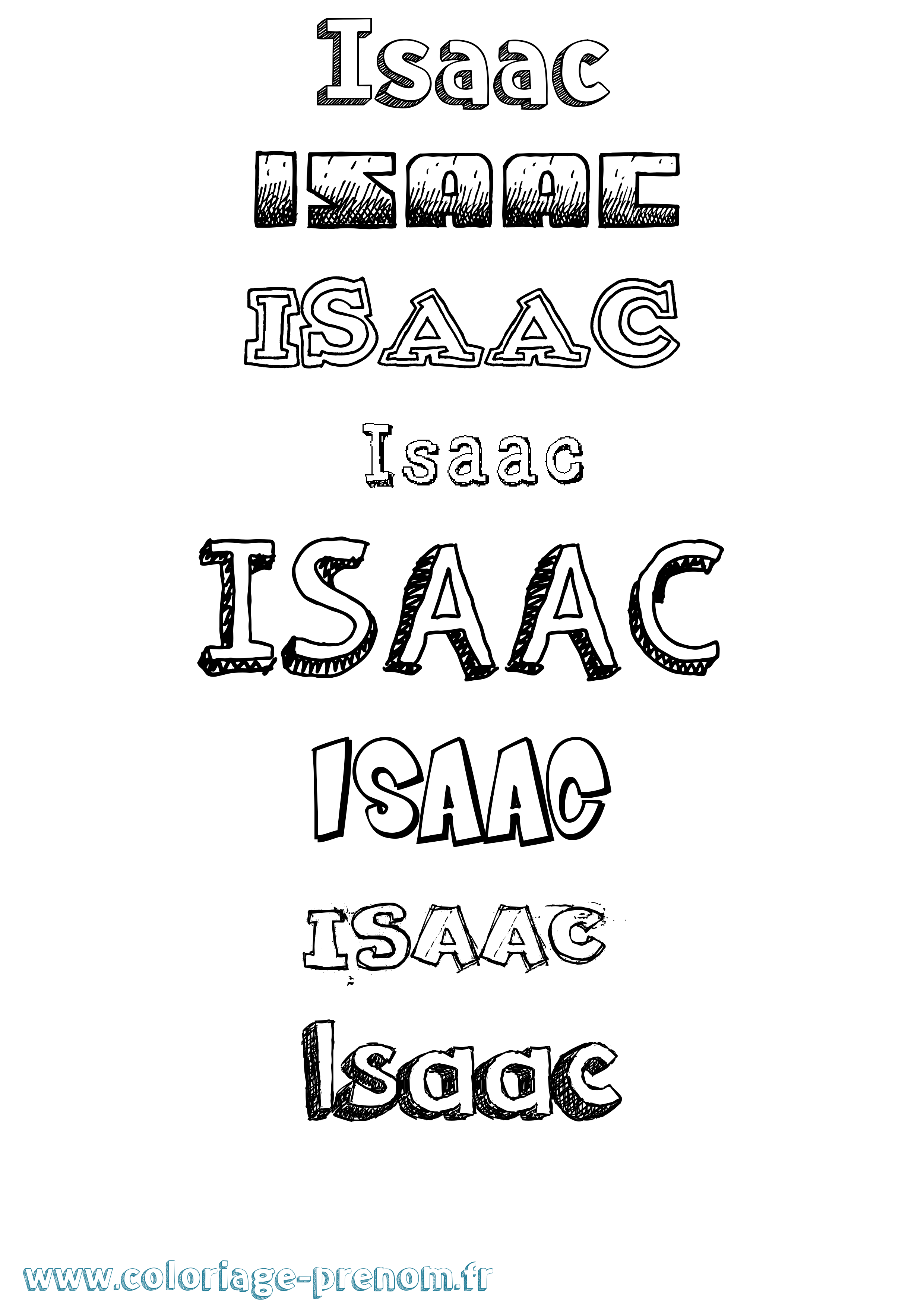 Coloriage prénom Isaac Dessiné